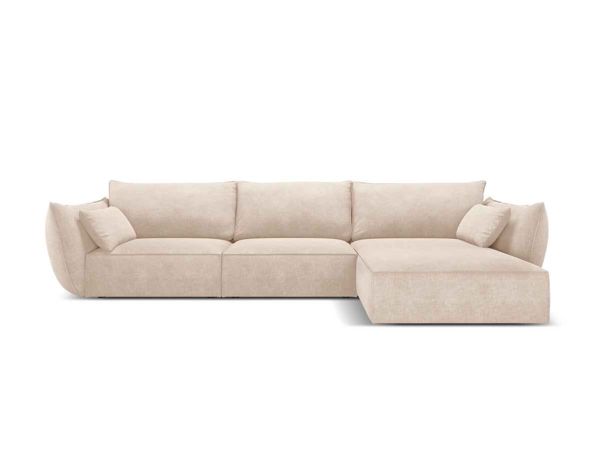 Beige 4-persoons rechtse chenille stoffen hoekbank VANDA
