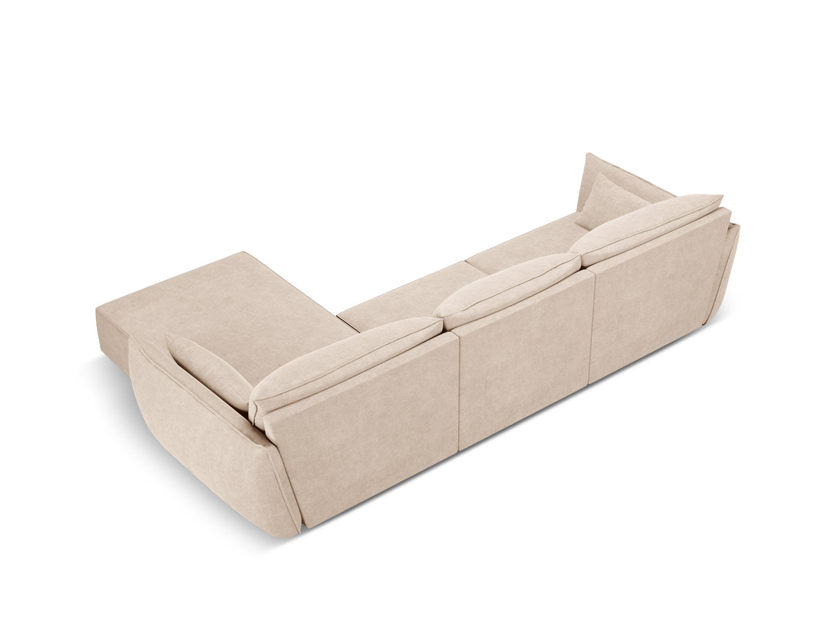 Beige 4-persoons rechtse chenille stoffen hoekbank VANDA