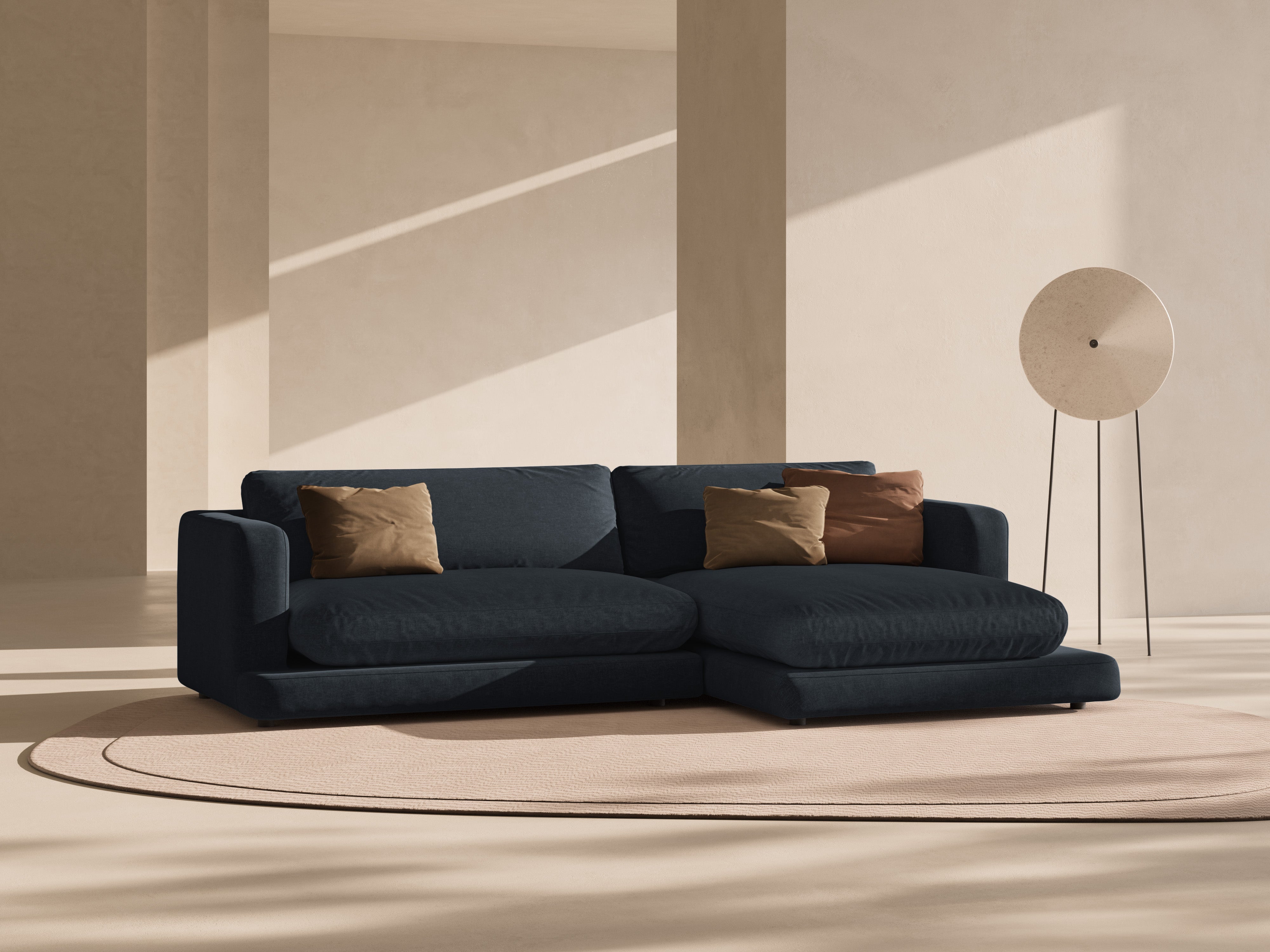 Rechthoekige hoekbank DAPHNE zwart chenille