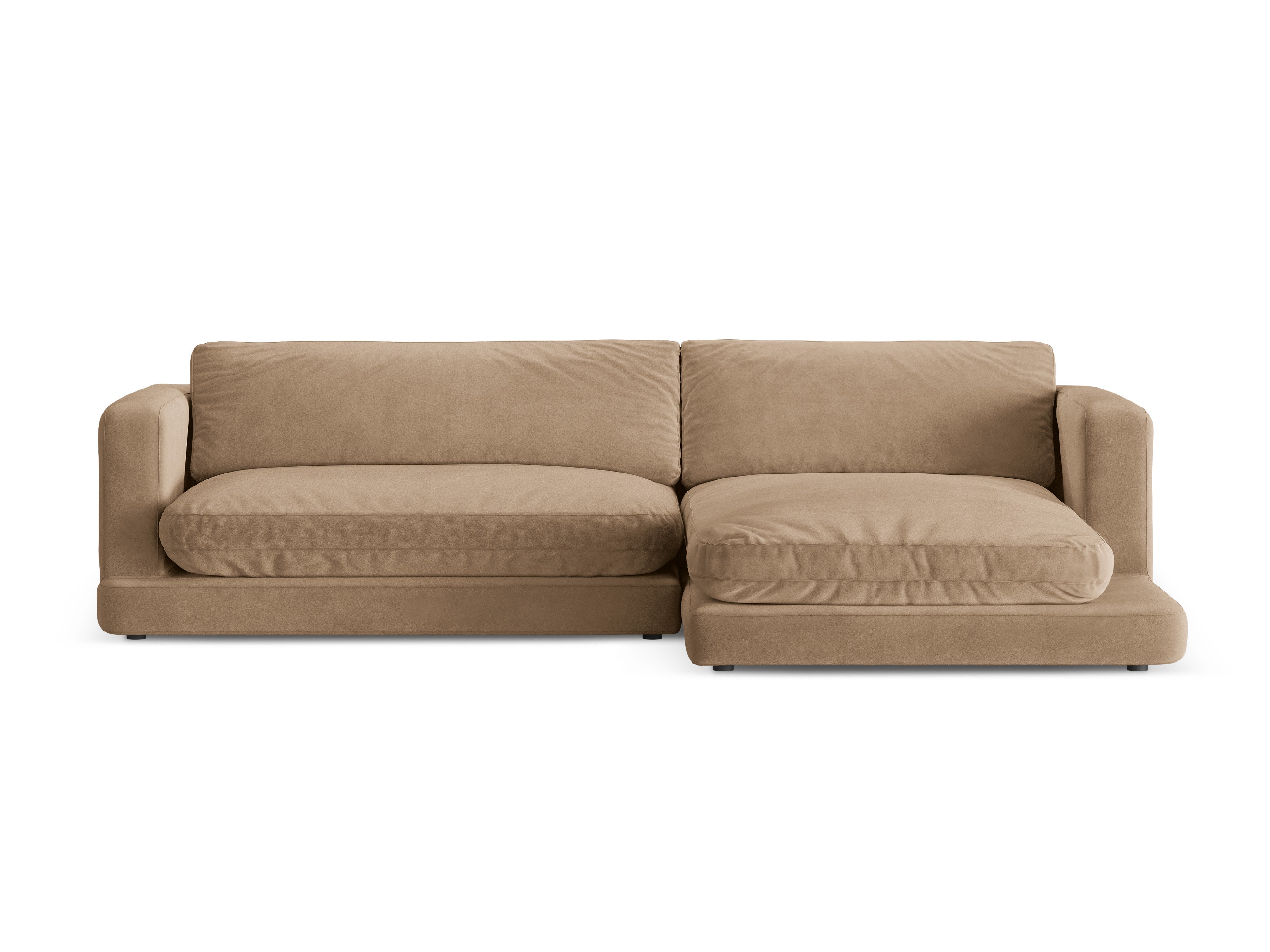 Right-facing velvet corner sofa DAPHNE beige