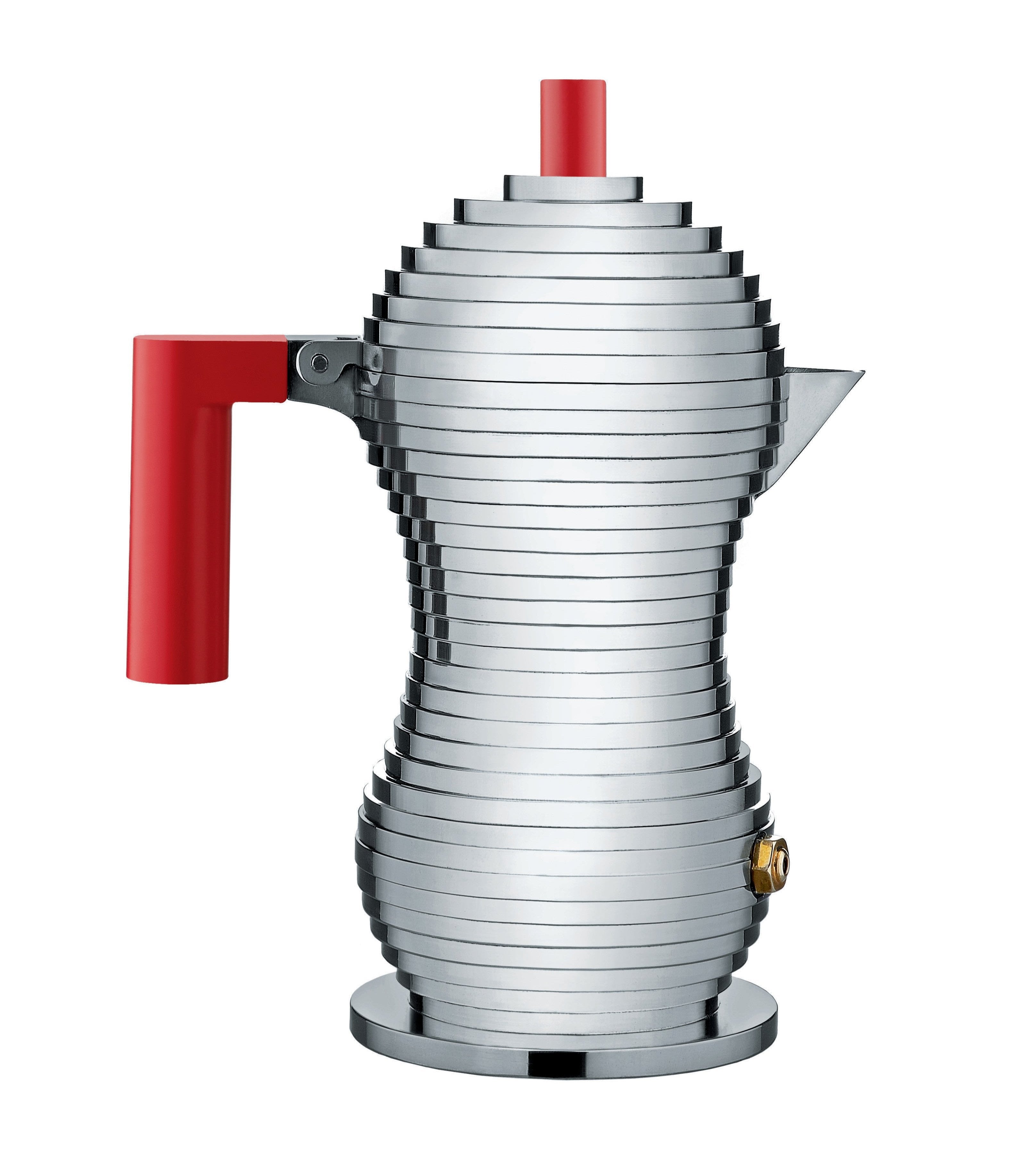 Pulcry -Kaffeemaschine Silber mit Rot