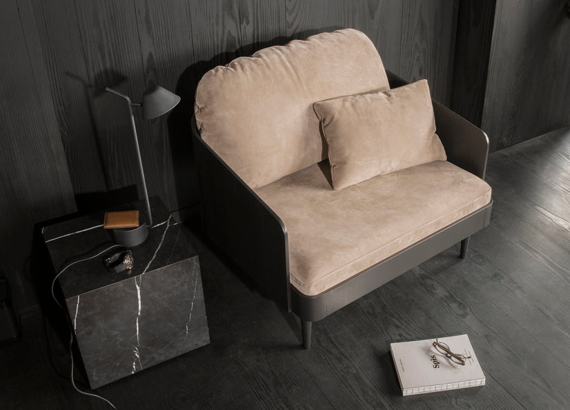 PLINTH CUBIC Side Table Gray Marble