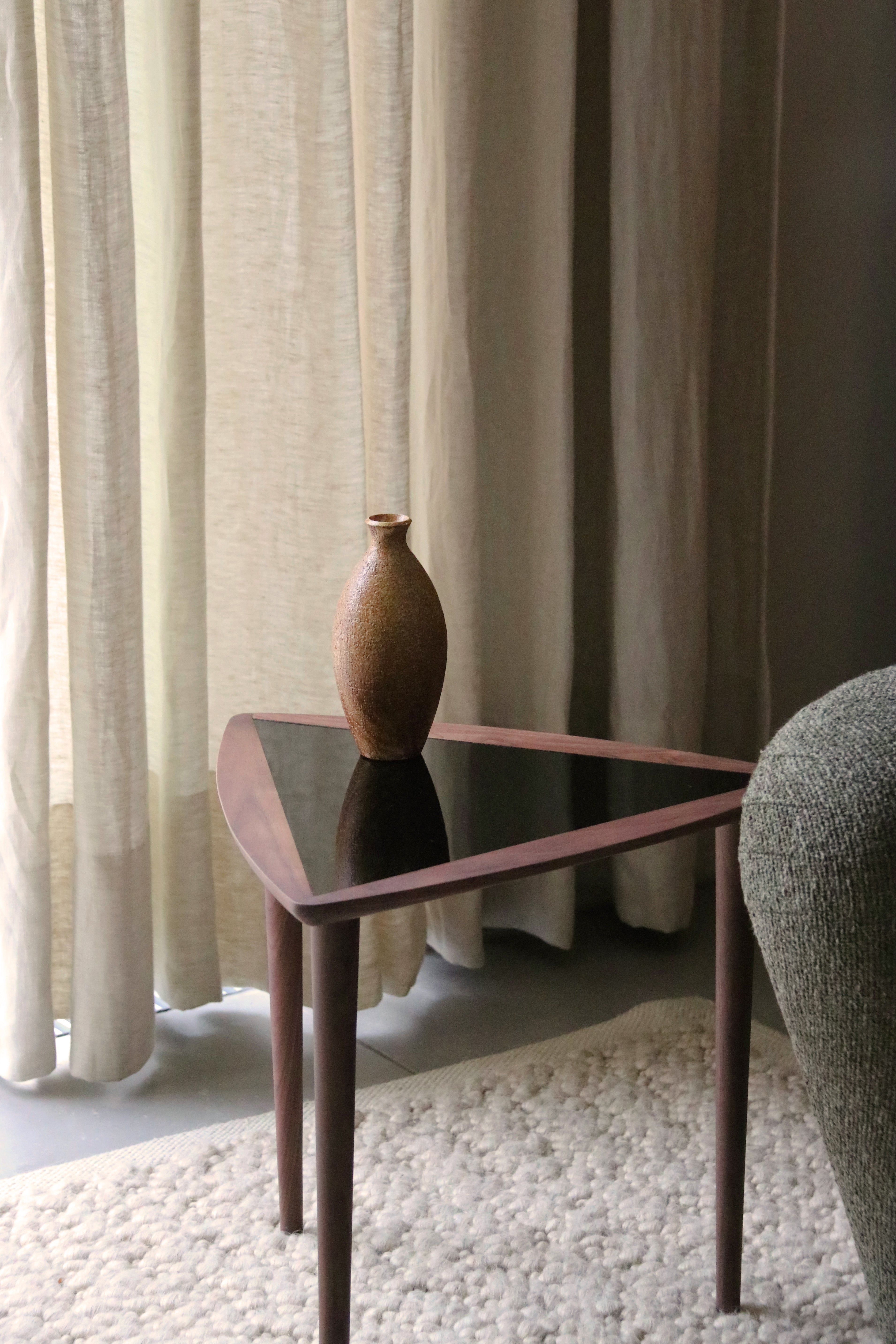 UMANOFF NESTING Side Table walnut wood with black top