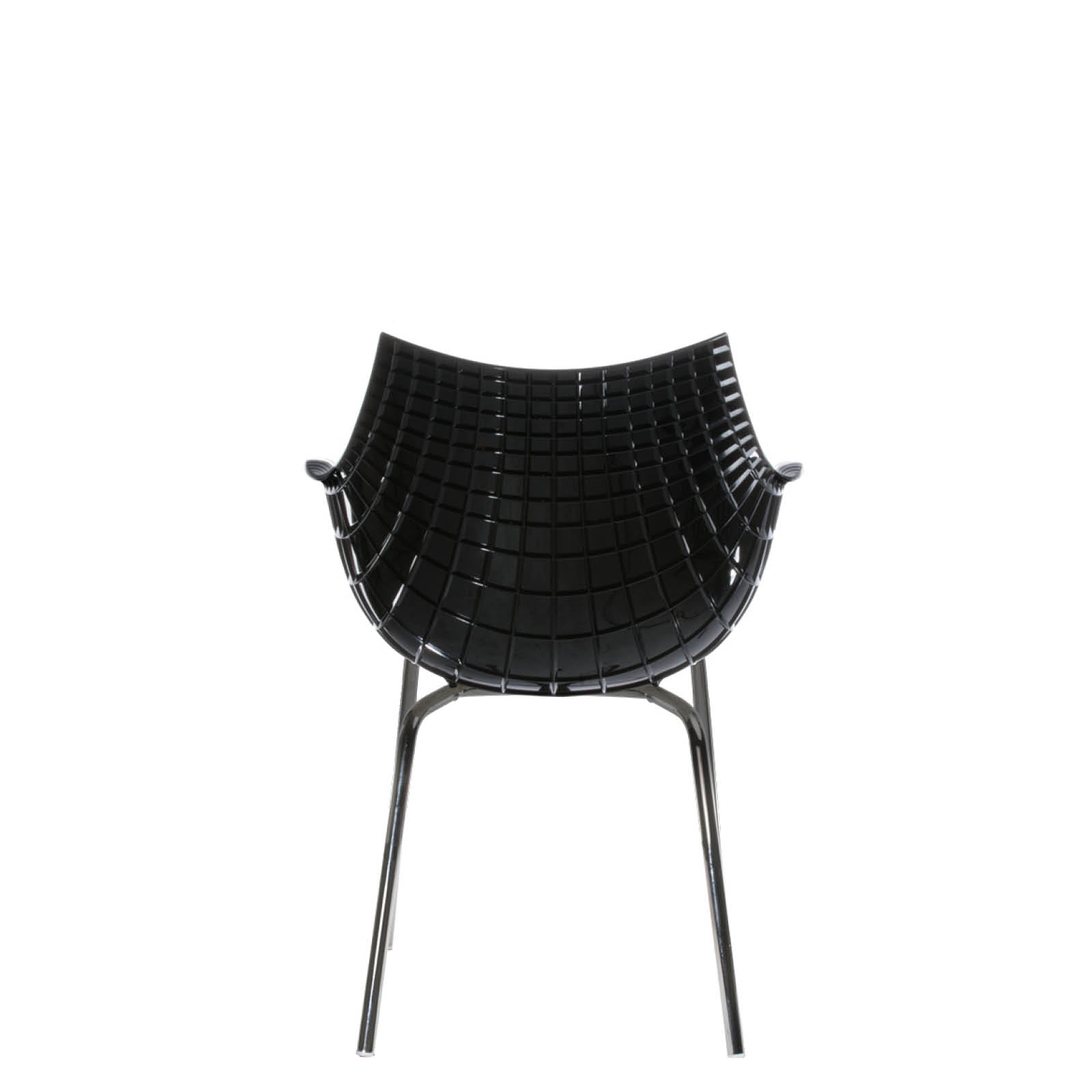 Schwarzer Meridiana -Stuhl mit einer Chrombasis