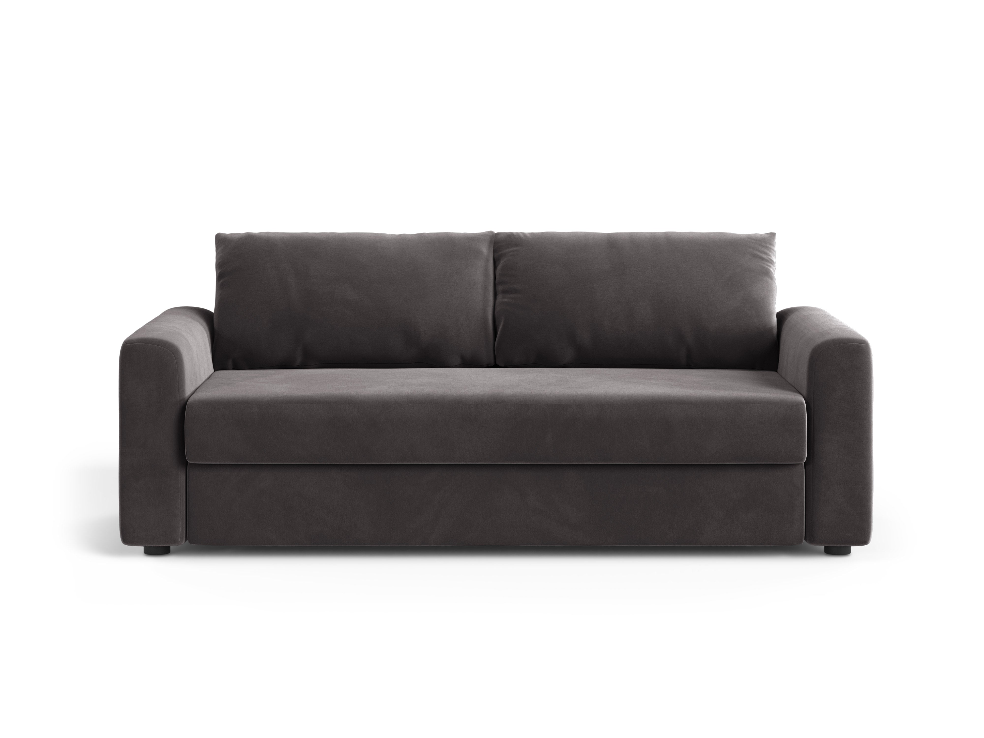 DAVID Dark Gray Velvet 3-Seater Sofa with Sleeping Function