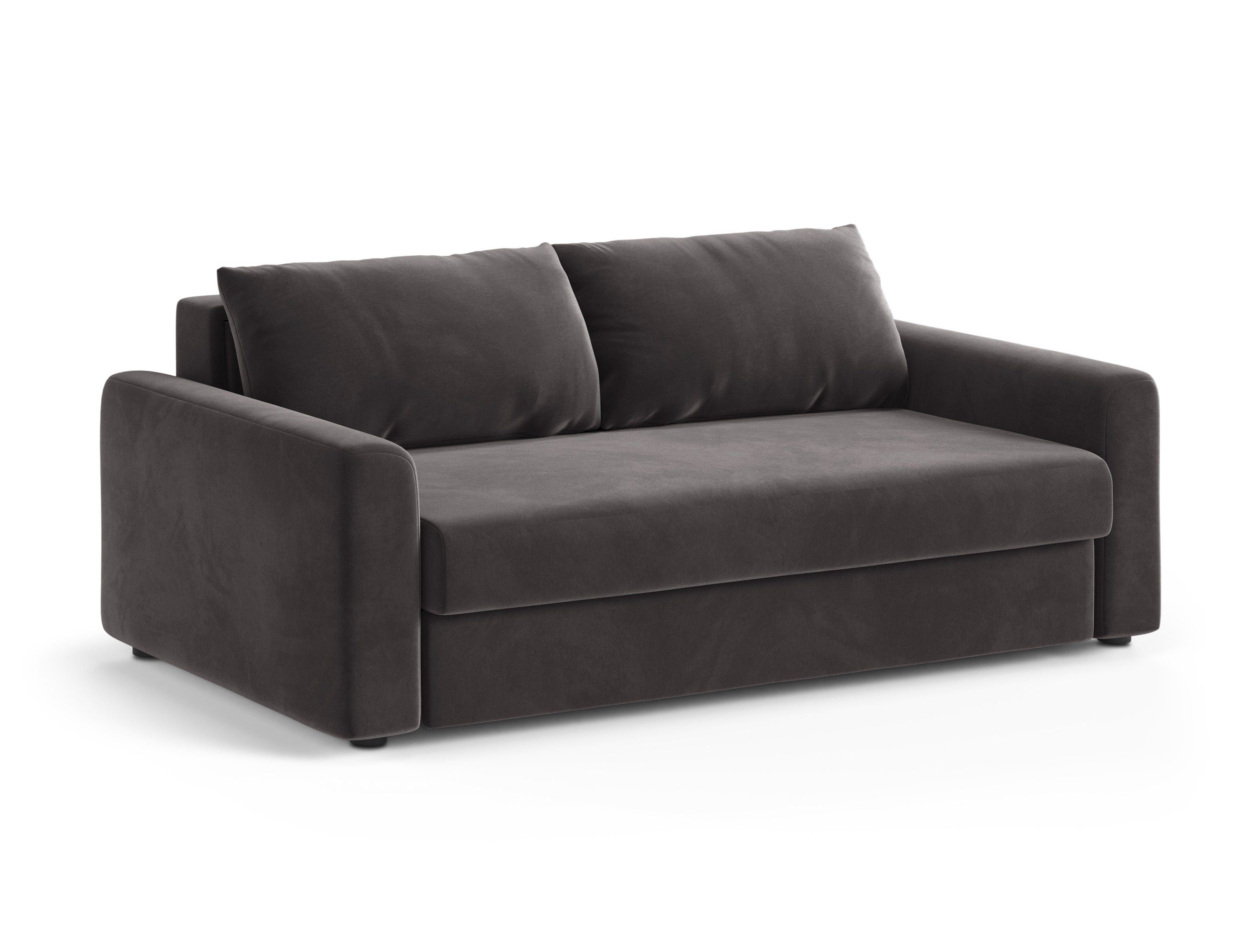 DAVID Dark Gray Velvet 3-Seater Sofa with Sleeping Function