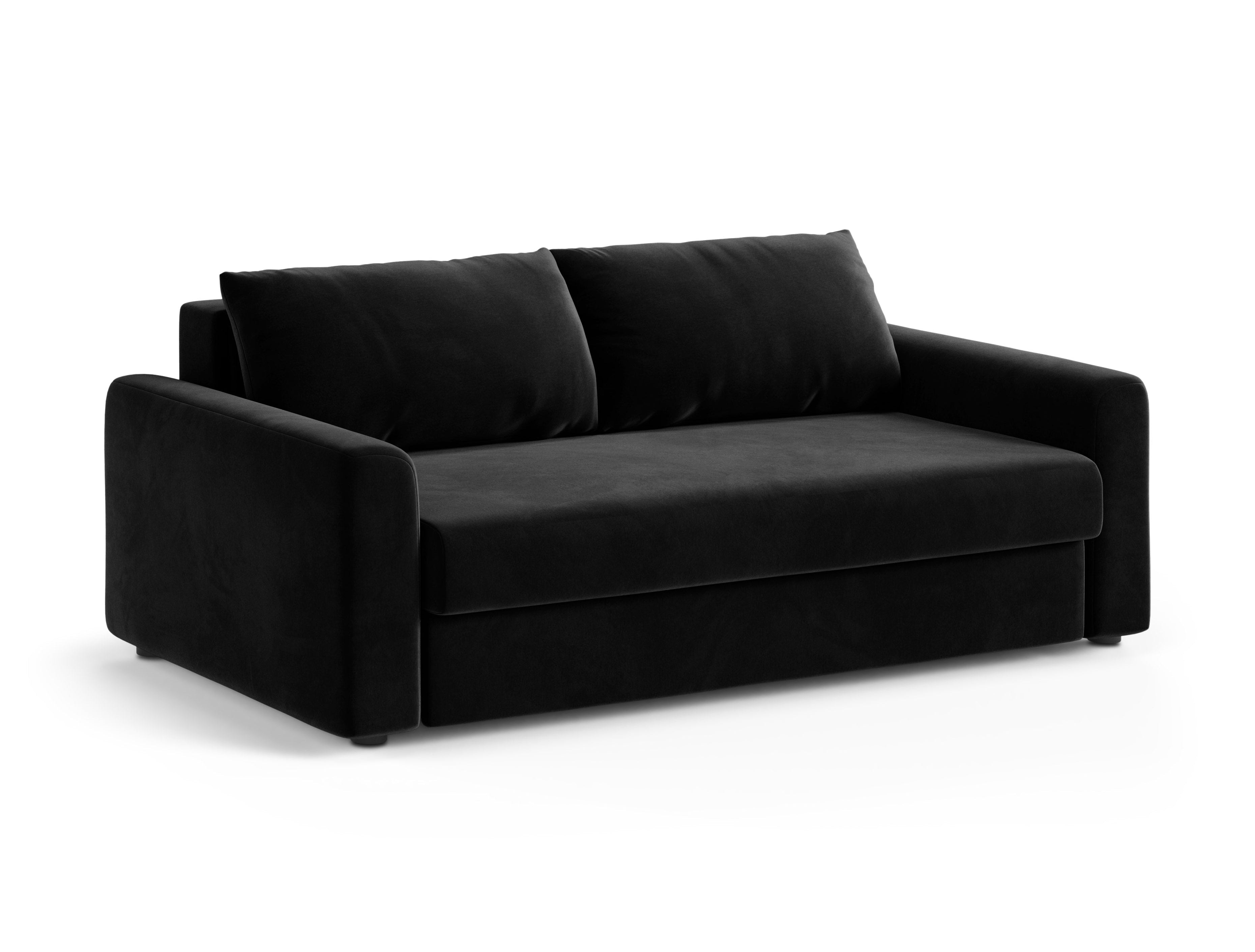 Sofa van fluweel 3-zits met slaapfunctie DAVID zwart