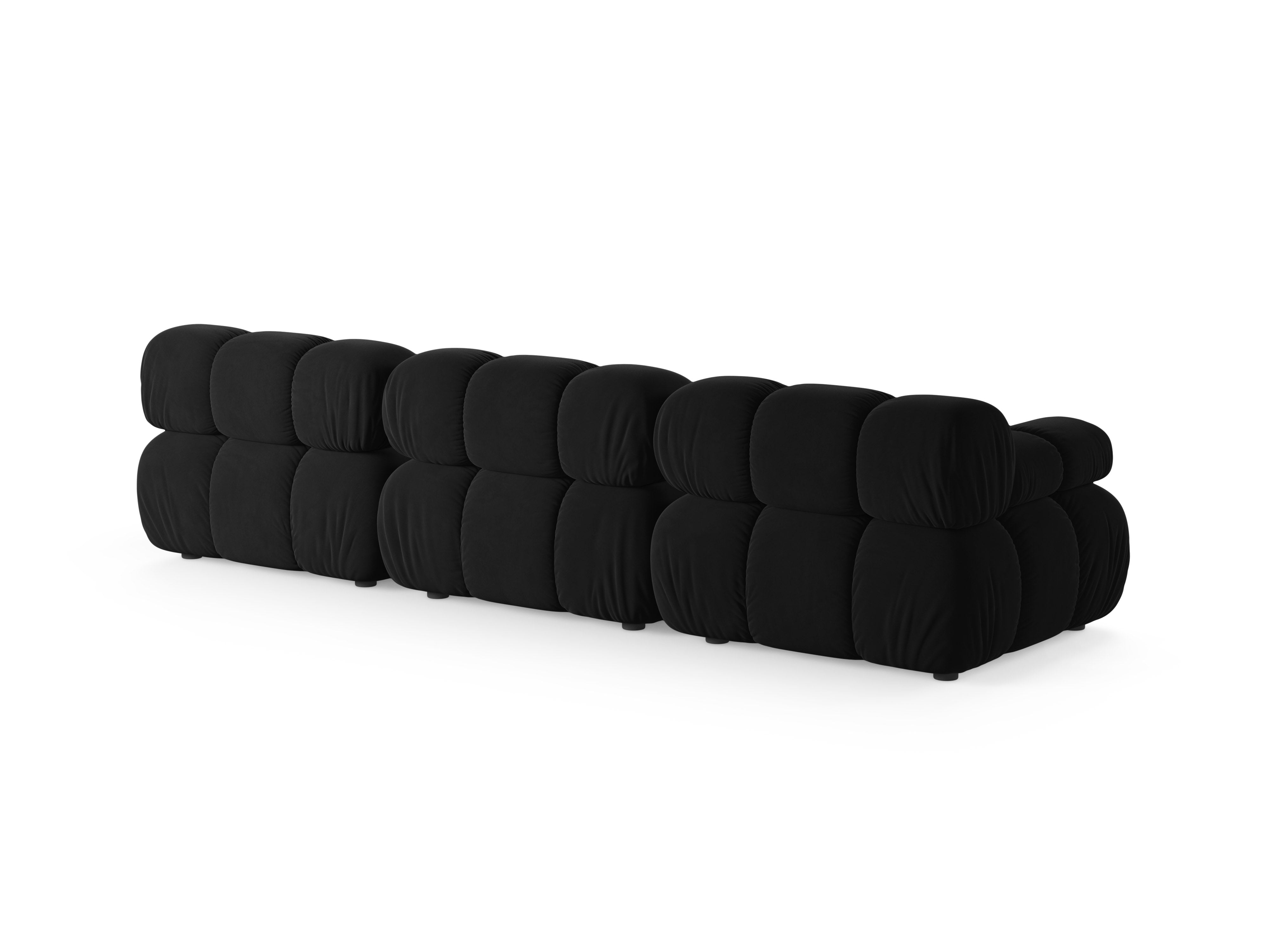 Modulaire fluwelen 3-zitsbank BELLIS zwart