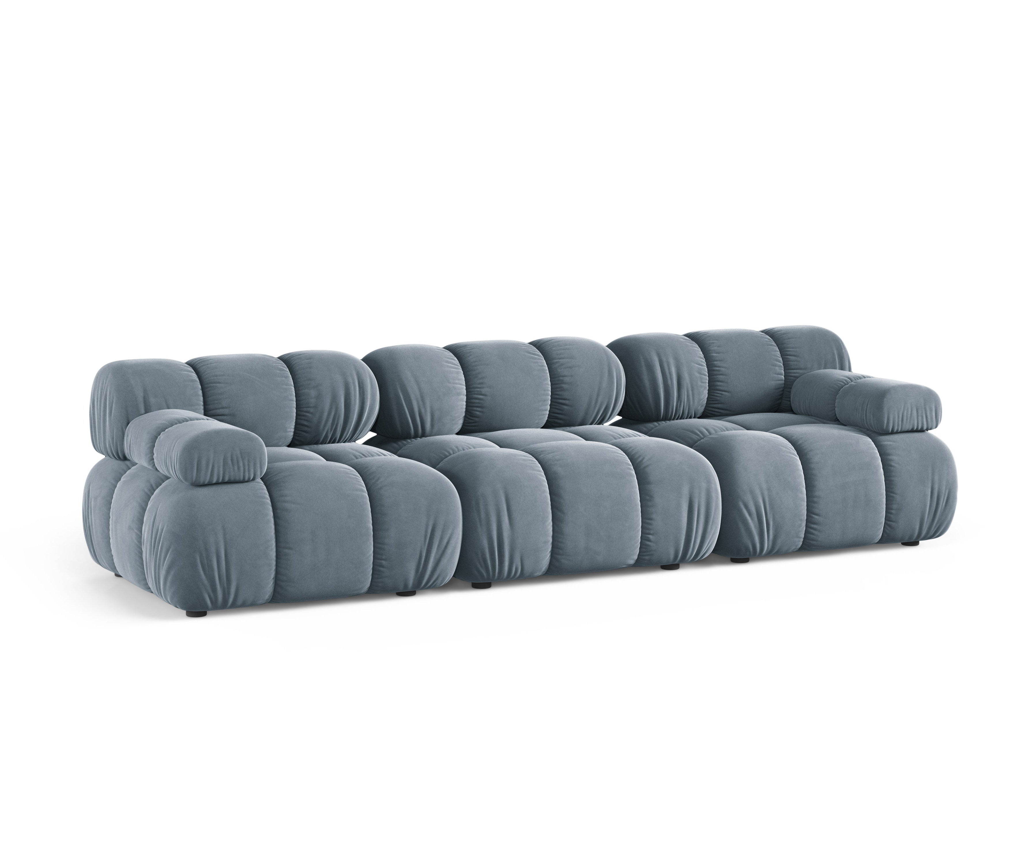 Modulaire fluwelen 3-zitsbank BELLIS in blauw