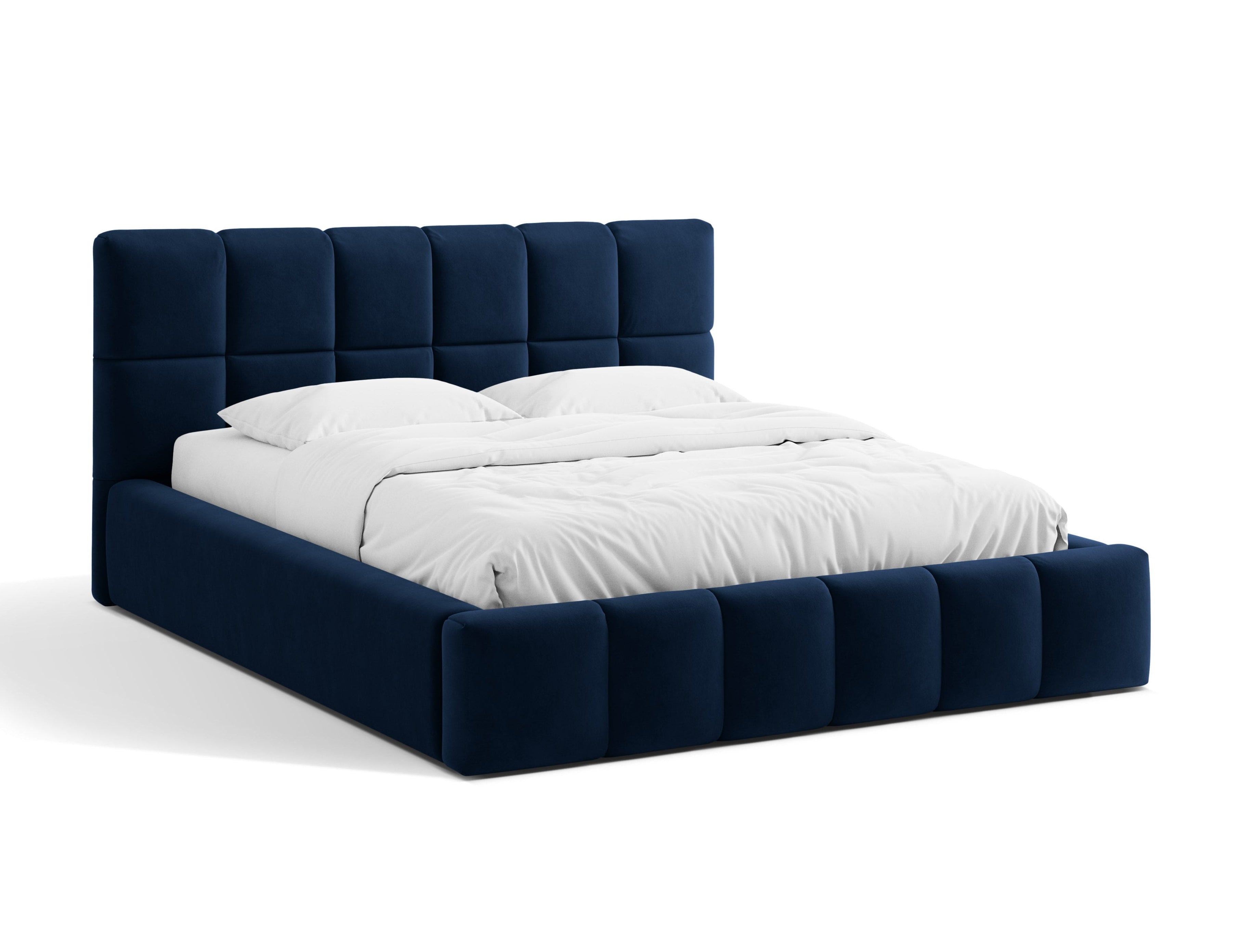 Velvet bed with storage for bedding BELLIS royal blue
