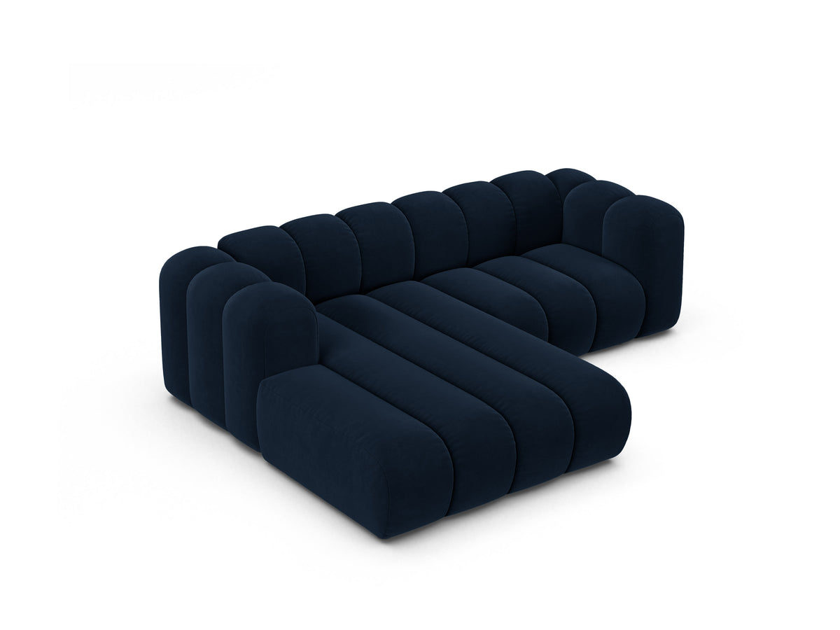 Narożnik aksamitny 3-osobowy lewostronny LUPINE granatowy – sofa narożna