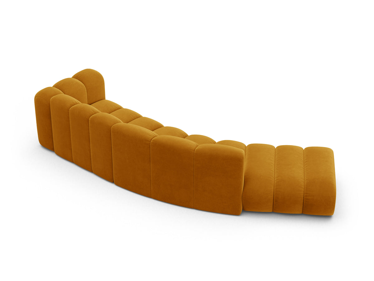 Sofa aksamitna 5-osobowa lewostronna LUPINE musztardowy – szenil