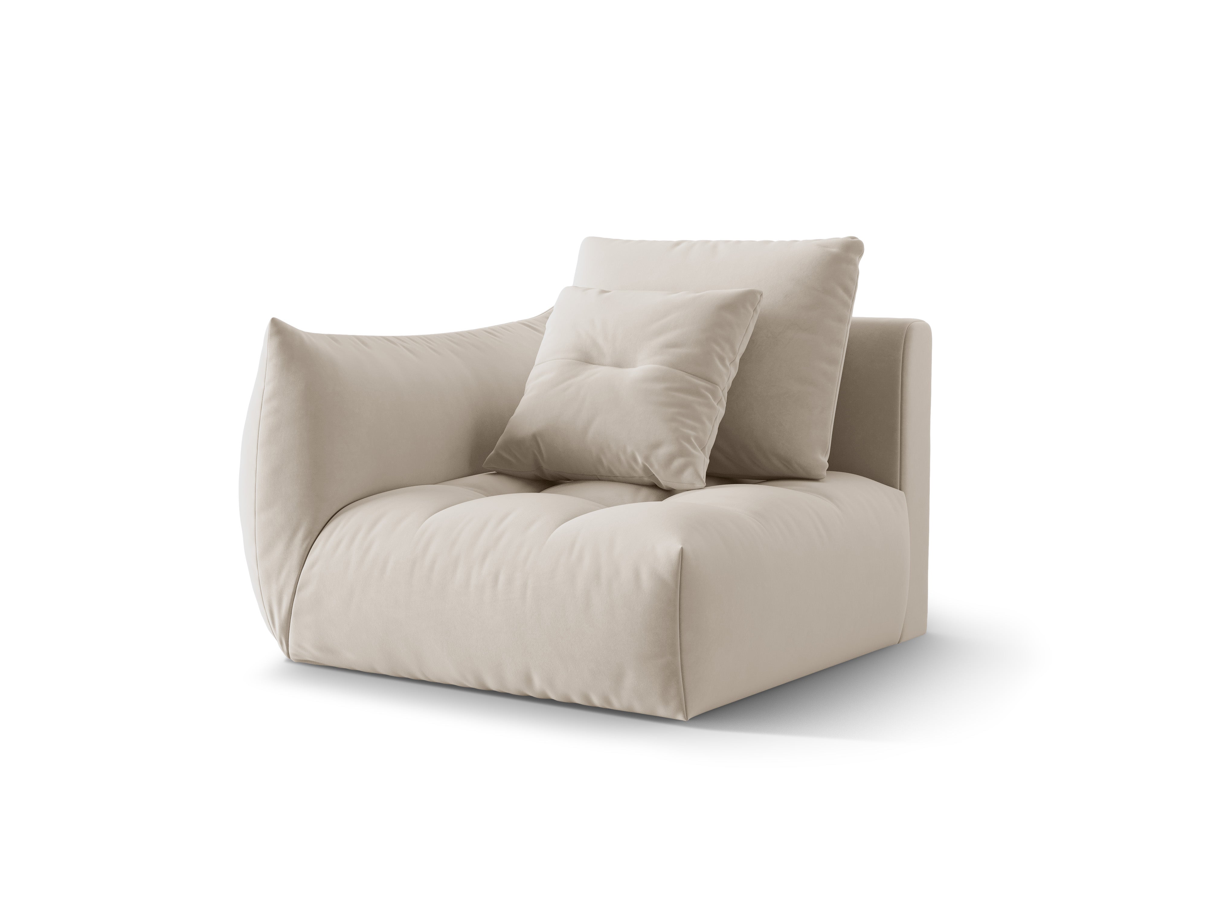 Modulaire fluwelen bank BLOOM - linker element ecru