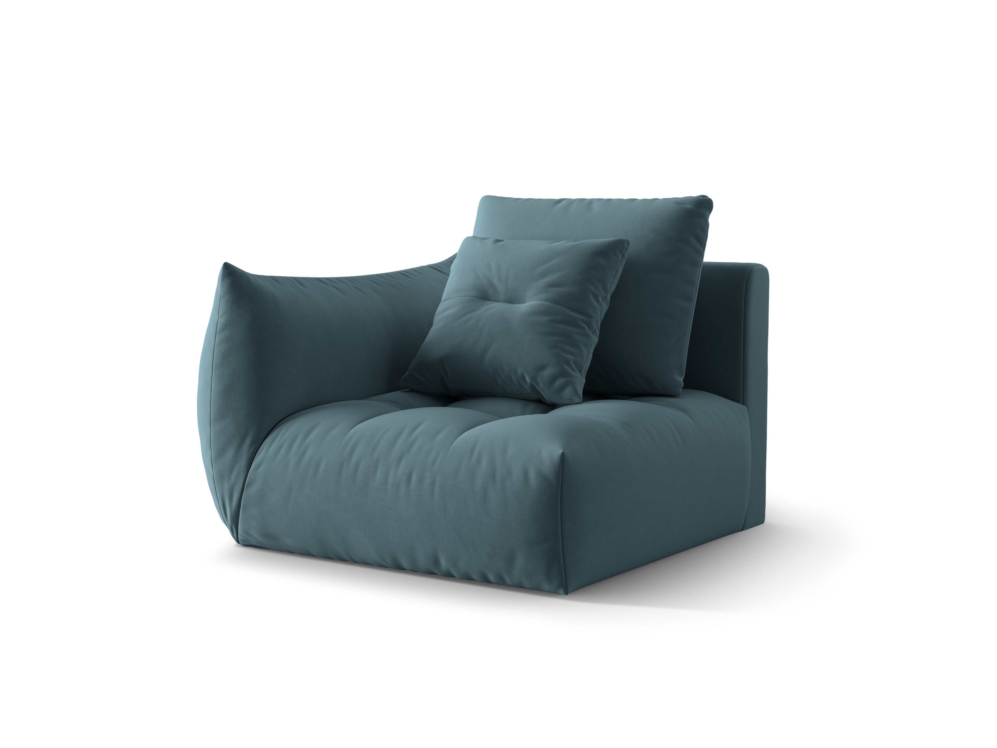 Modulares Samtsofa BLOOM - linkes Element in Hellblau
