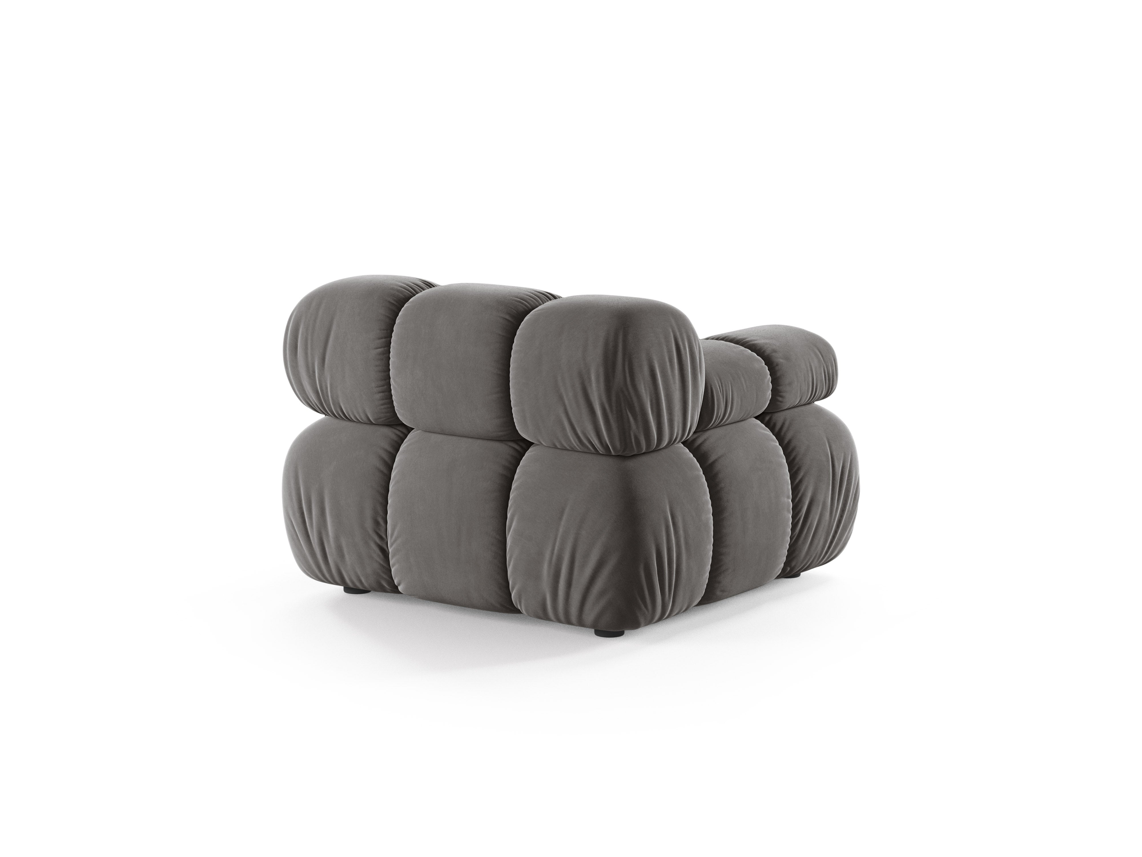 Modulaire fluwelen bank BELLIS - linker module grijs