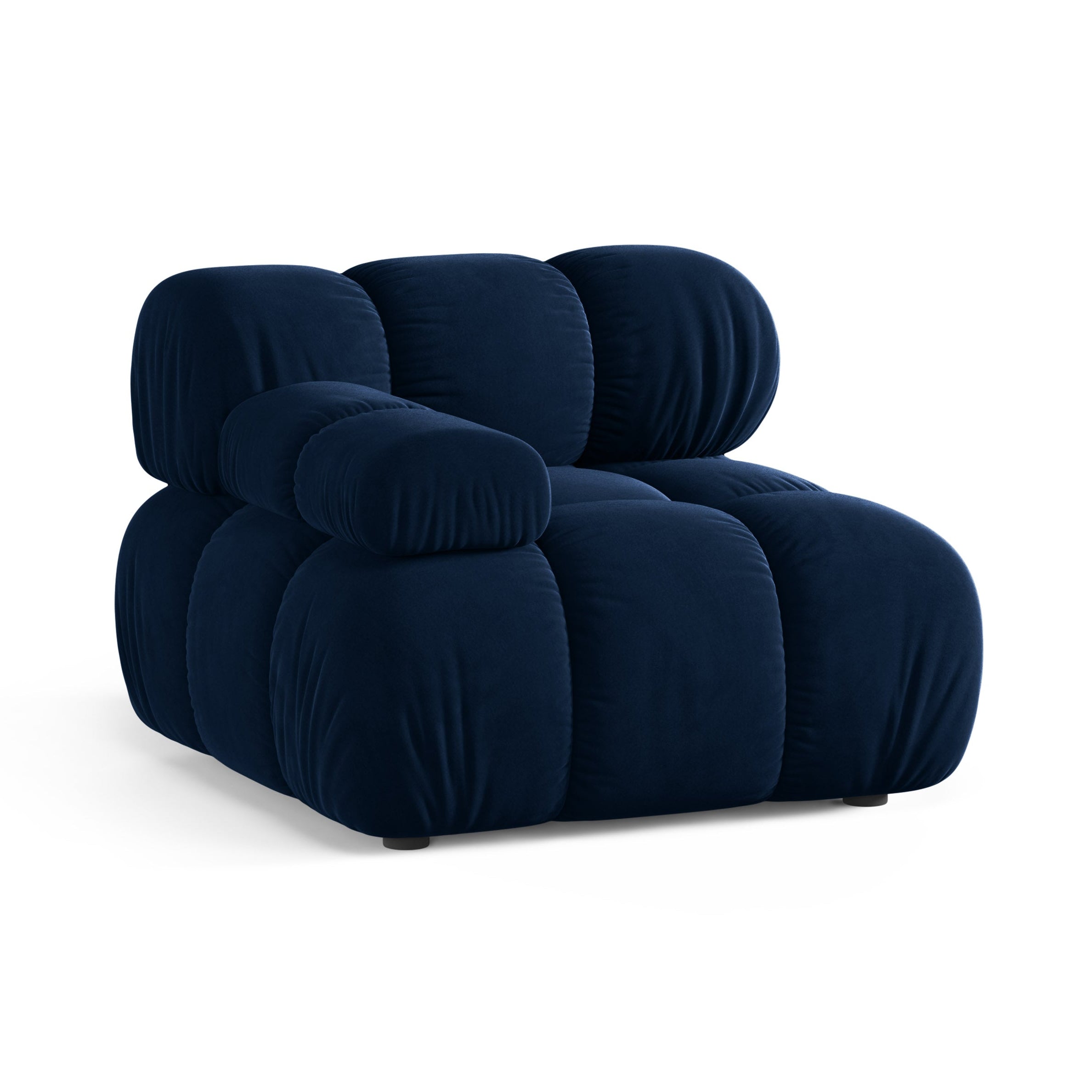 Modulaire fluwelen bank BELLIS - linkermodule in koninklijk blauw