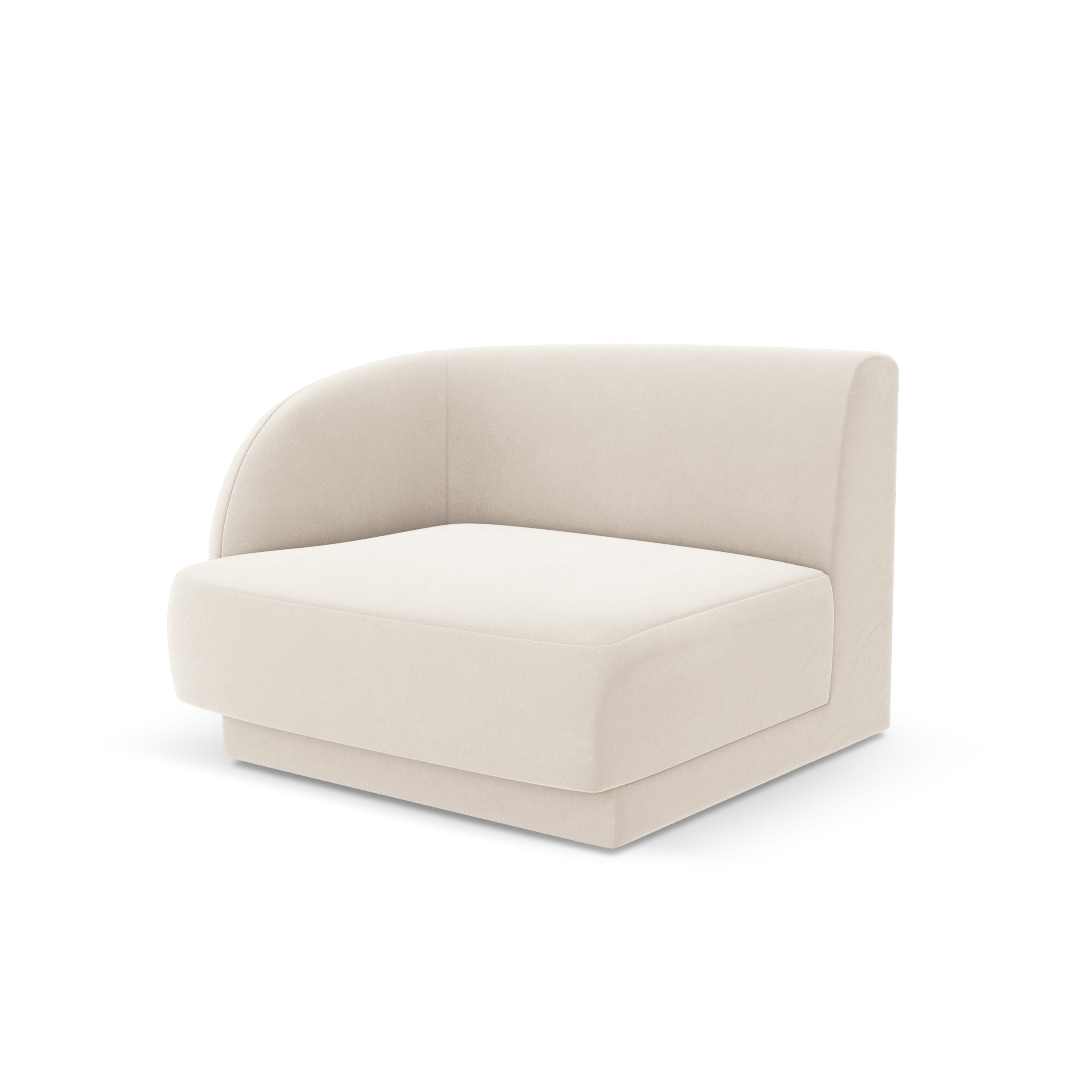 Velvet modular sofa MILEY - left-side module in light beige