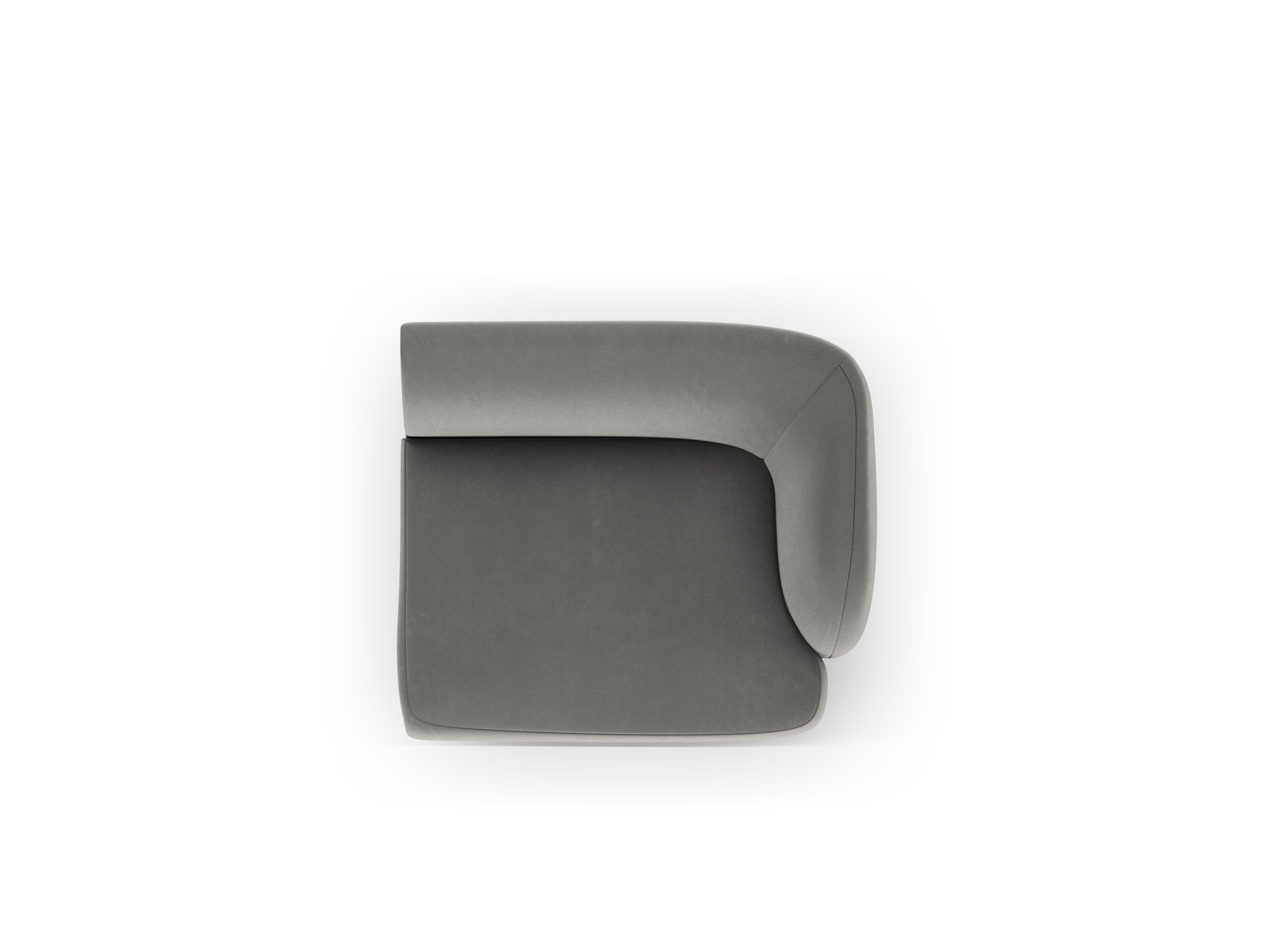 Modulaire fluwelen bank MILEY - rechter module lichtgrijs