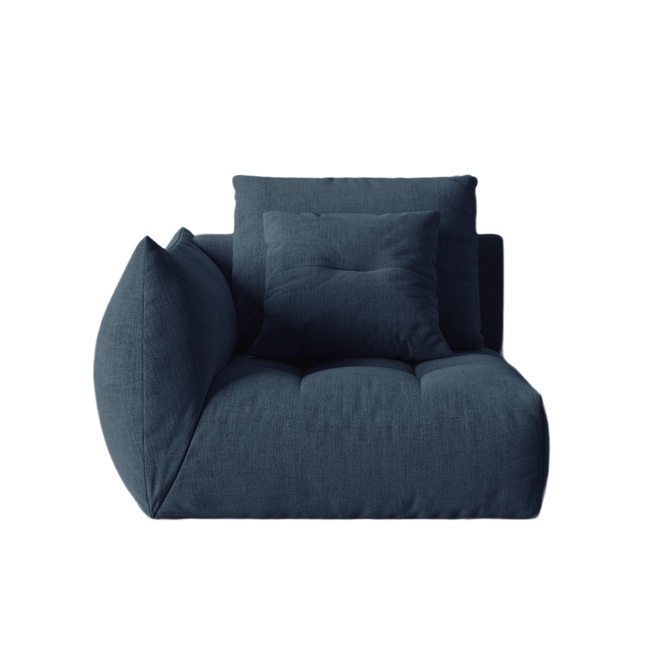 Modulares Sofa BLOOM - linkes Element in dunkelblauem Chenille