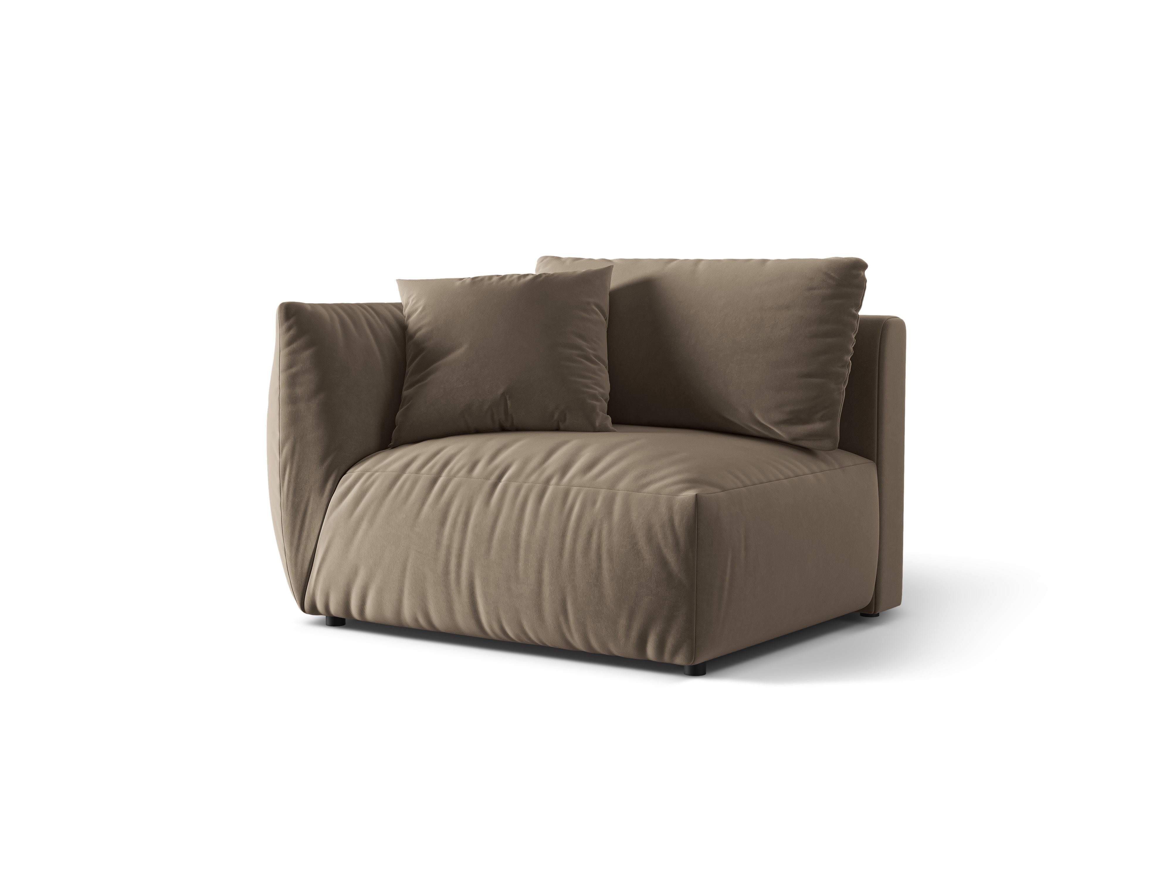 Modulares Samtsofa CHRIS - linkes Element in Hellbraun