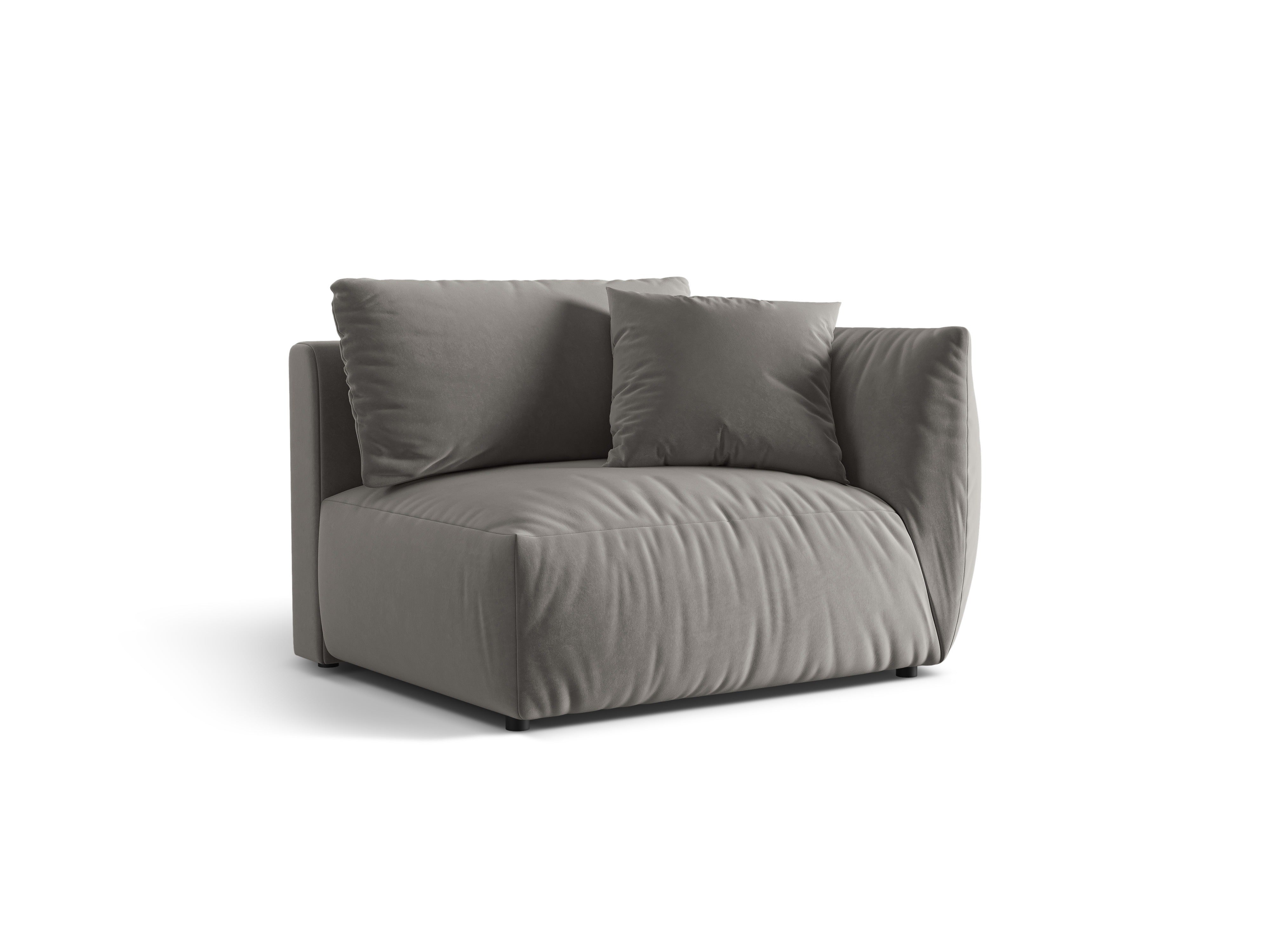 CHRIS Velvet Modular Sofa - Wide Right Element in Gray
