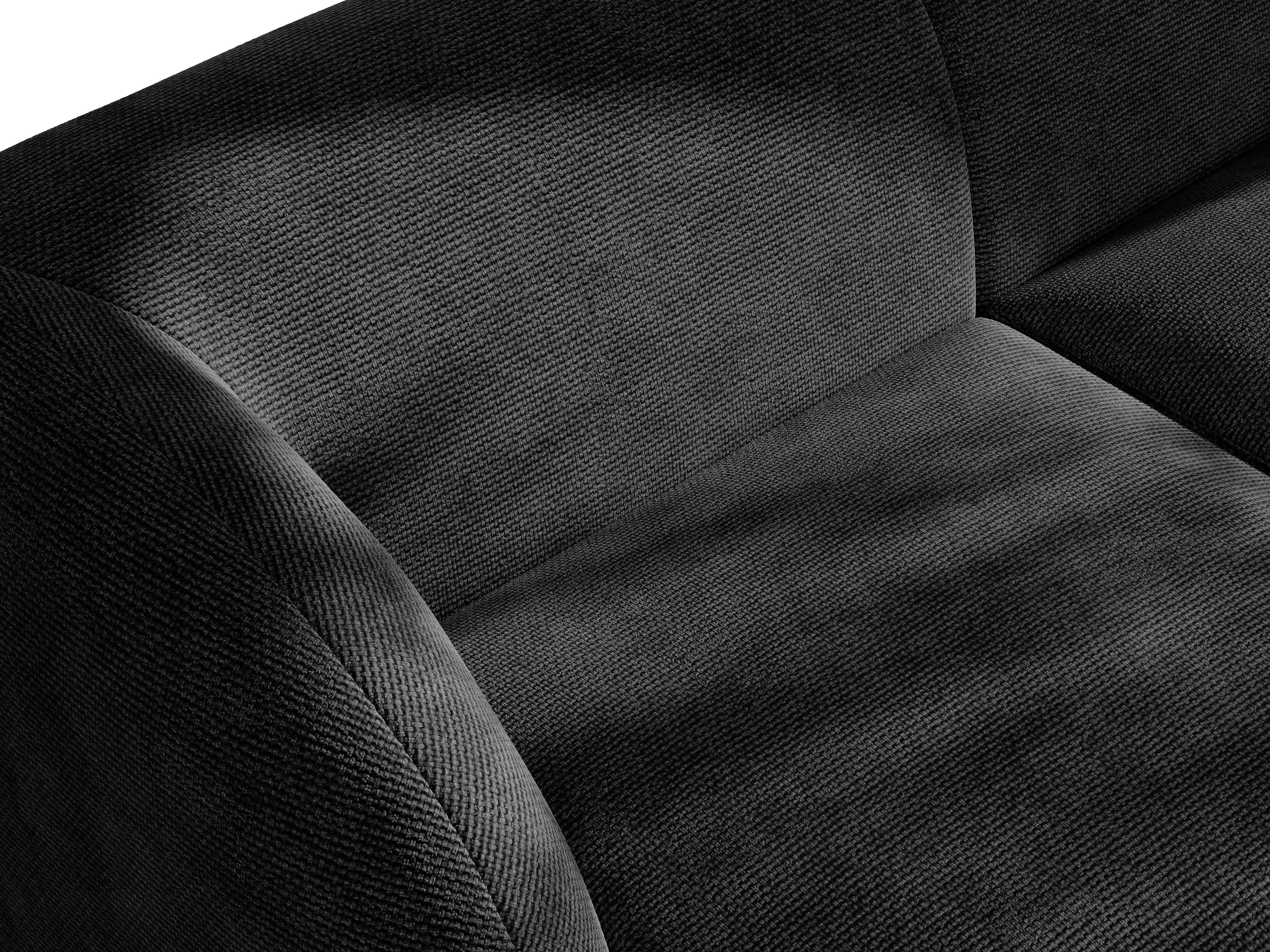 Sofa modułowa MILEY - moduł prawostronny czarny szenil jedwabisty z podłokietnikami