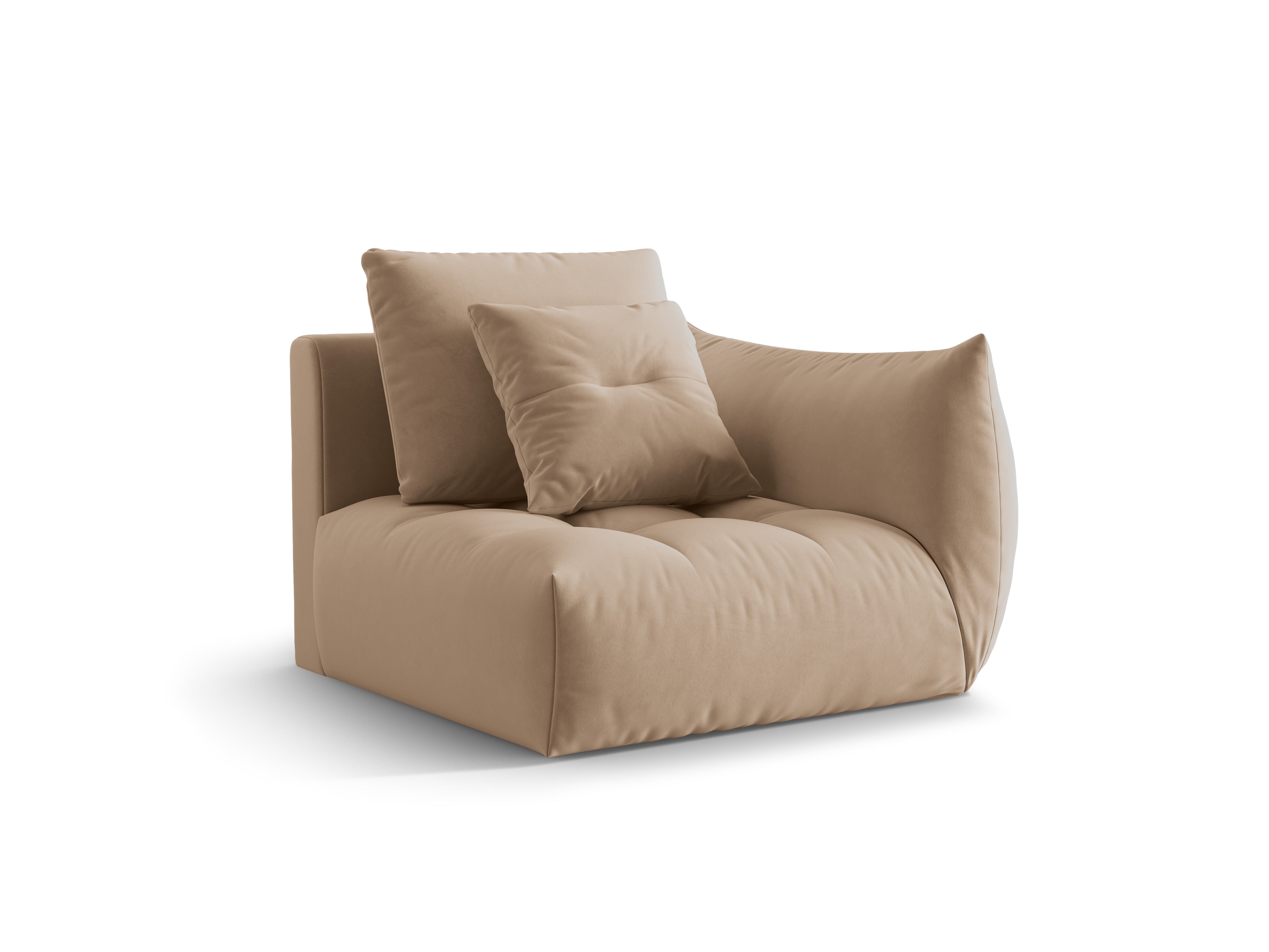 Velvet modular sofa BLOOM - right-side element sand