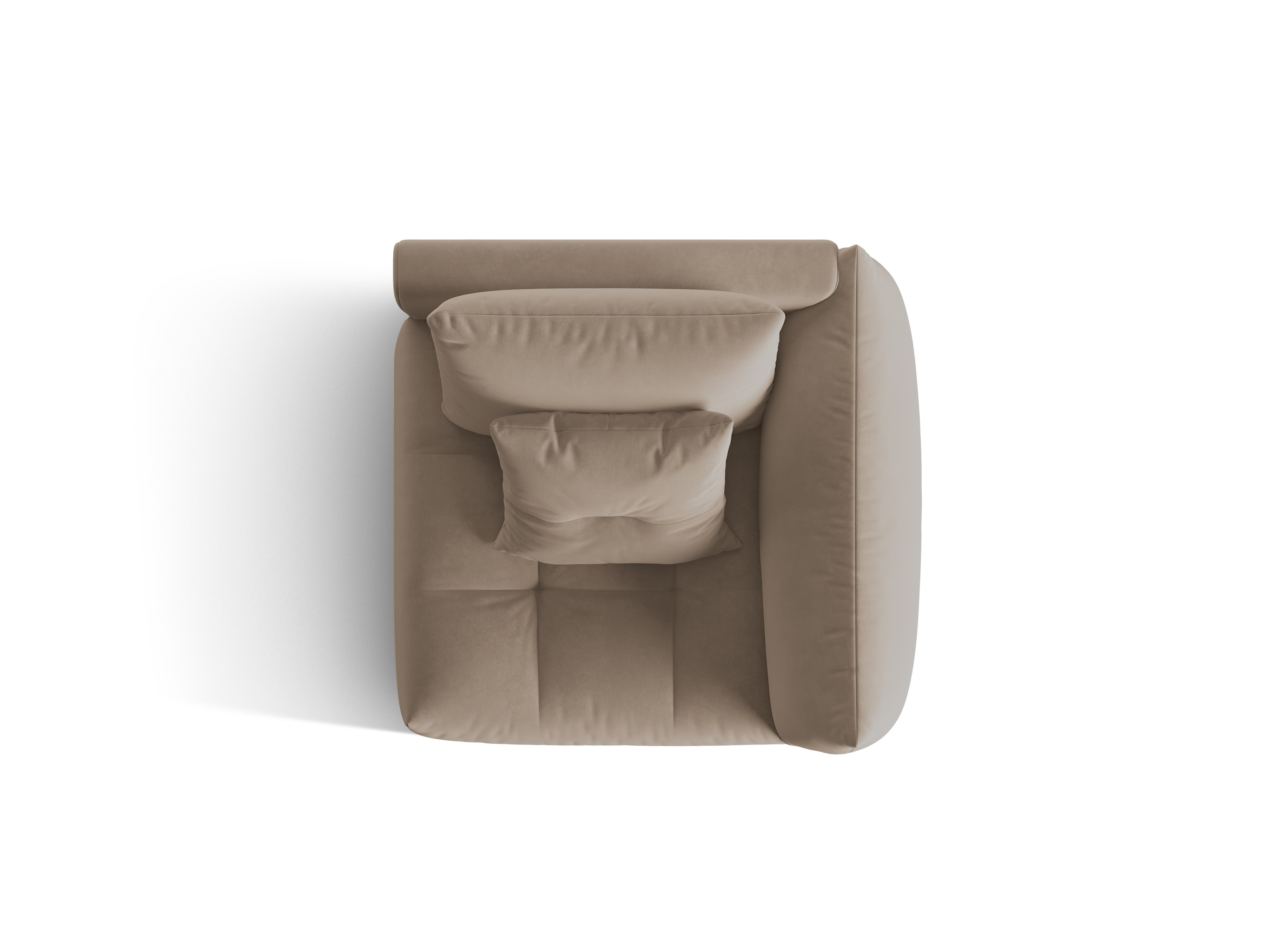 Modulaire fluwelen bank BLOOM - rechterelement lichtbruin