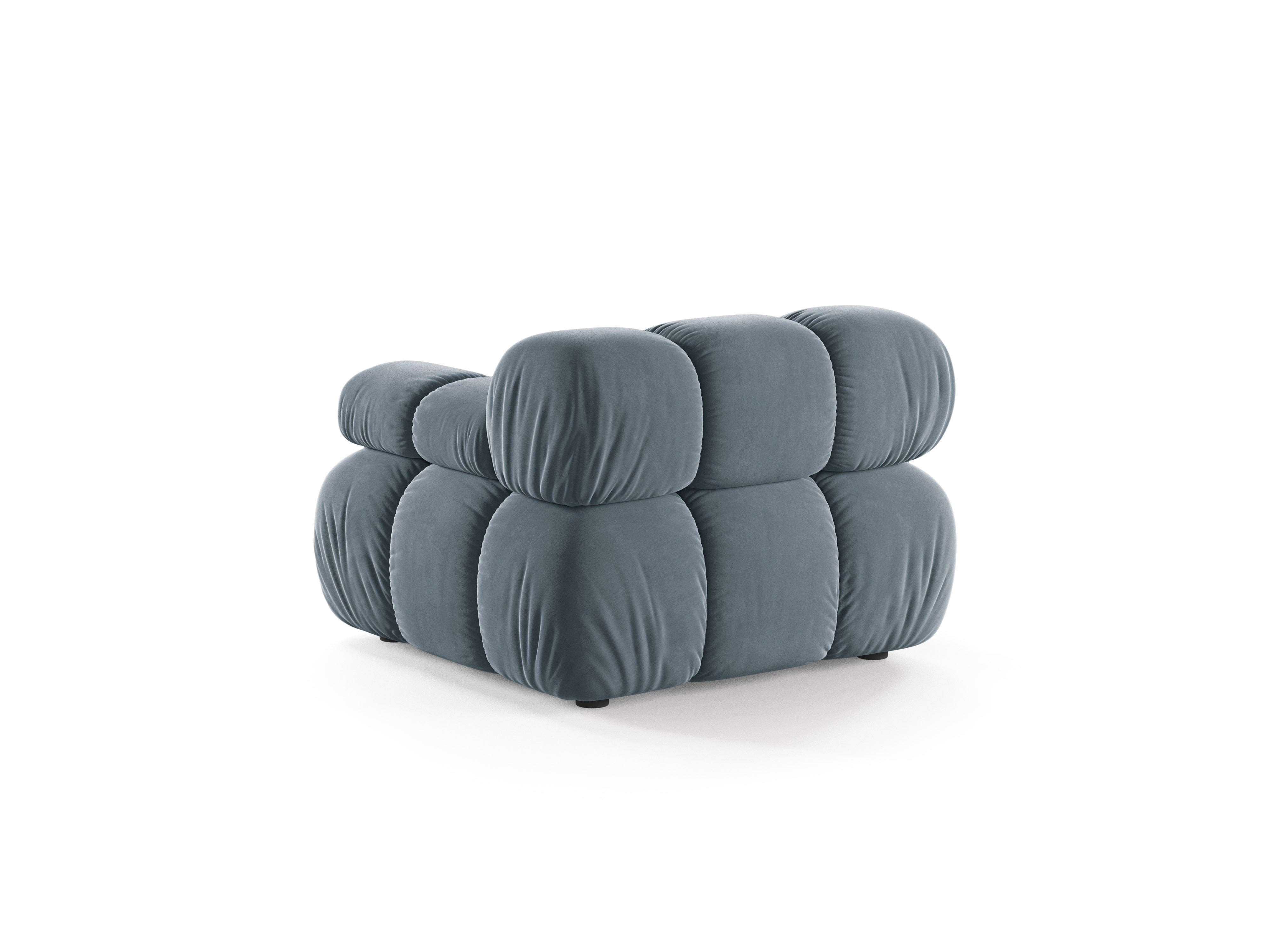 Modulaire fluwelen bank BELLIS - rechter module in blauw