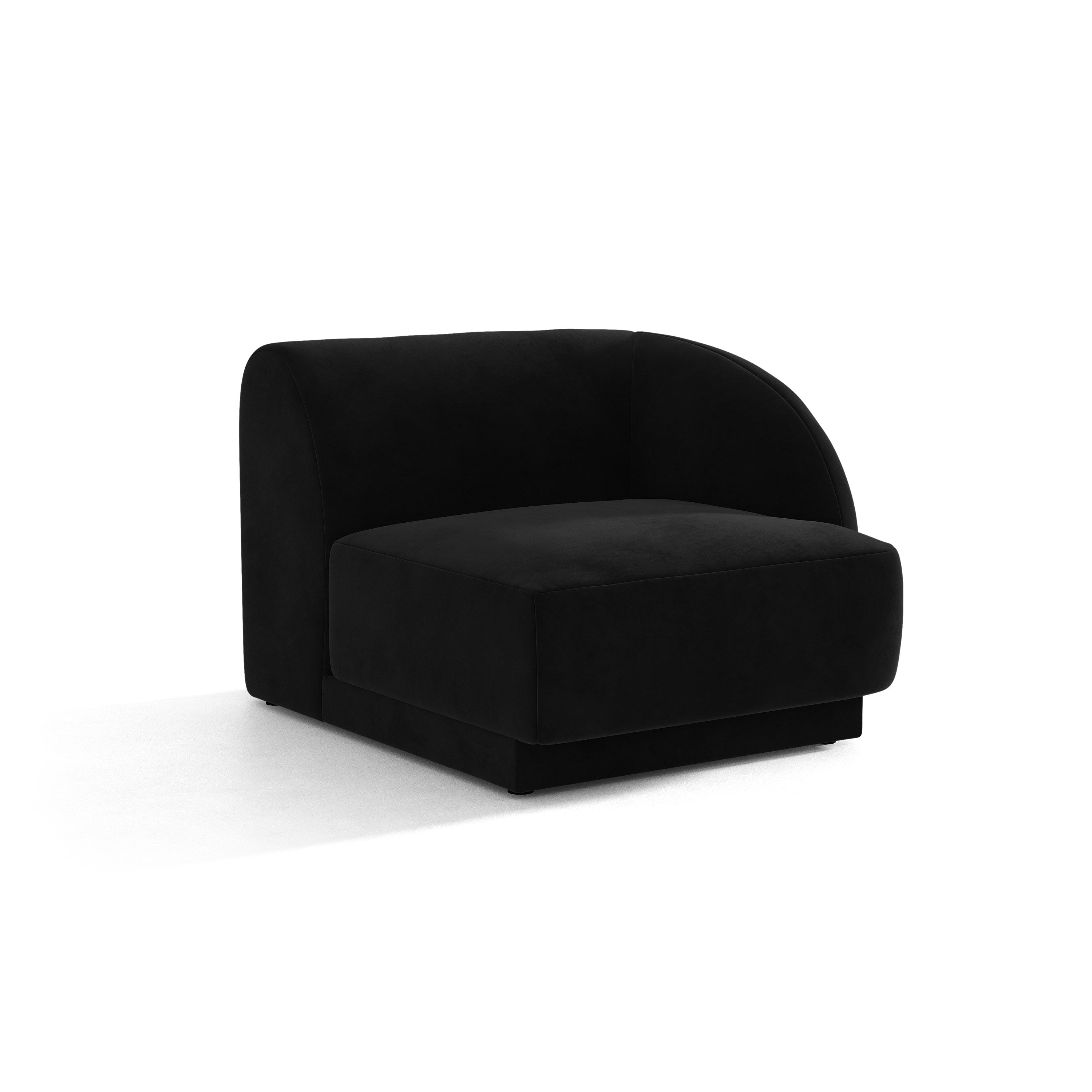 Modulaire fluwelen bank MILEY - rechter module zwart