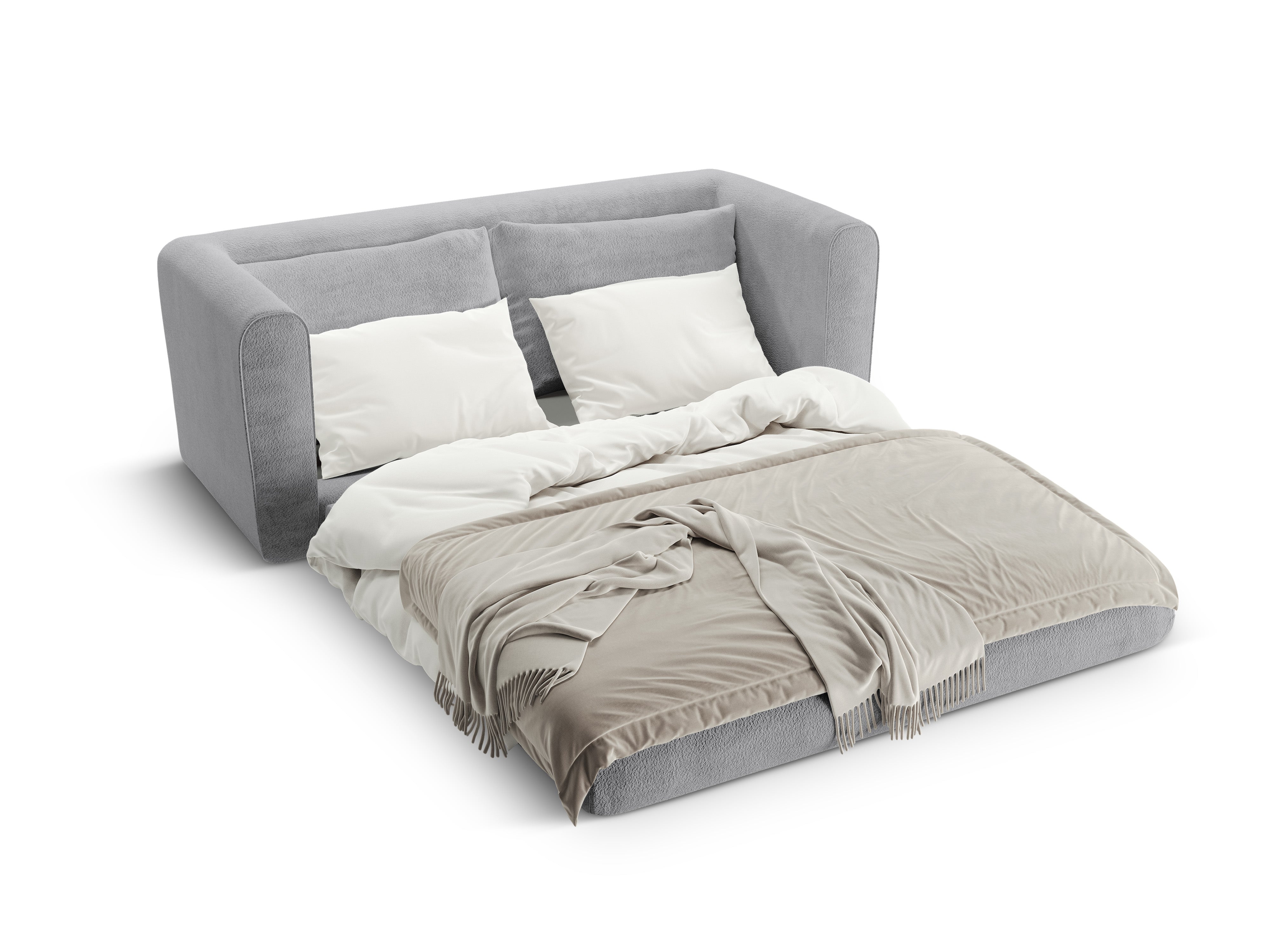 Sofa 2-zits met slaapfunctie LIDO grijs boucle