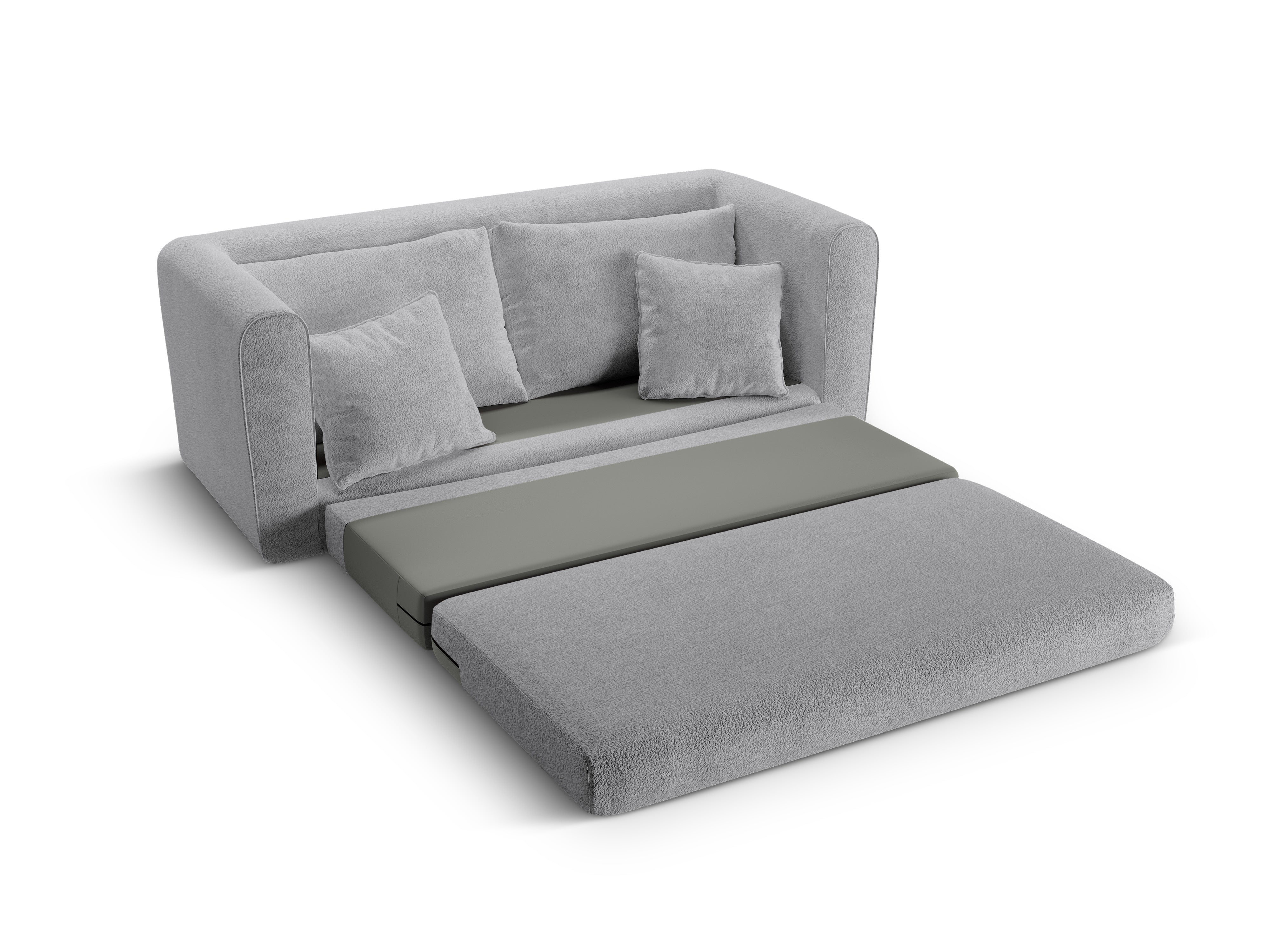 Sofa 2-zits met slaapfunctie LIDO grijs boucle