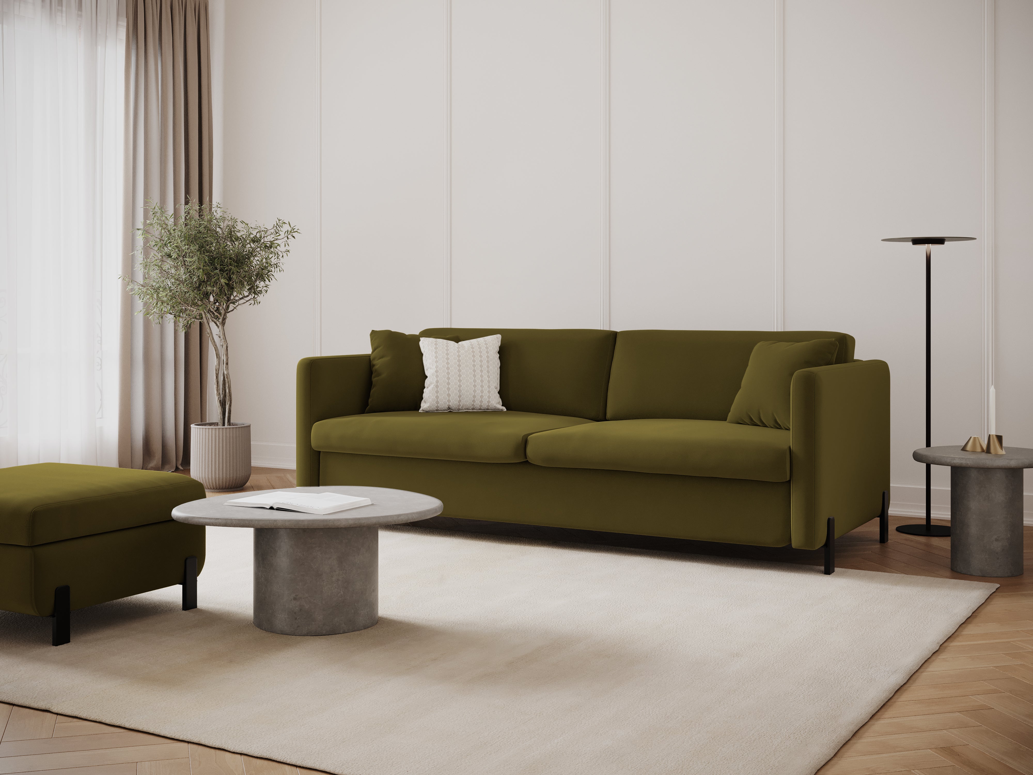 Sofa aus Samt für 2 Personen mit Schlaf-Funktion GLORIA grün