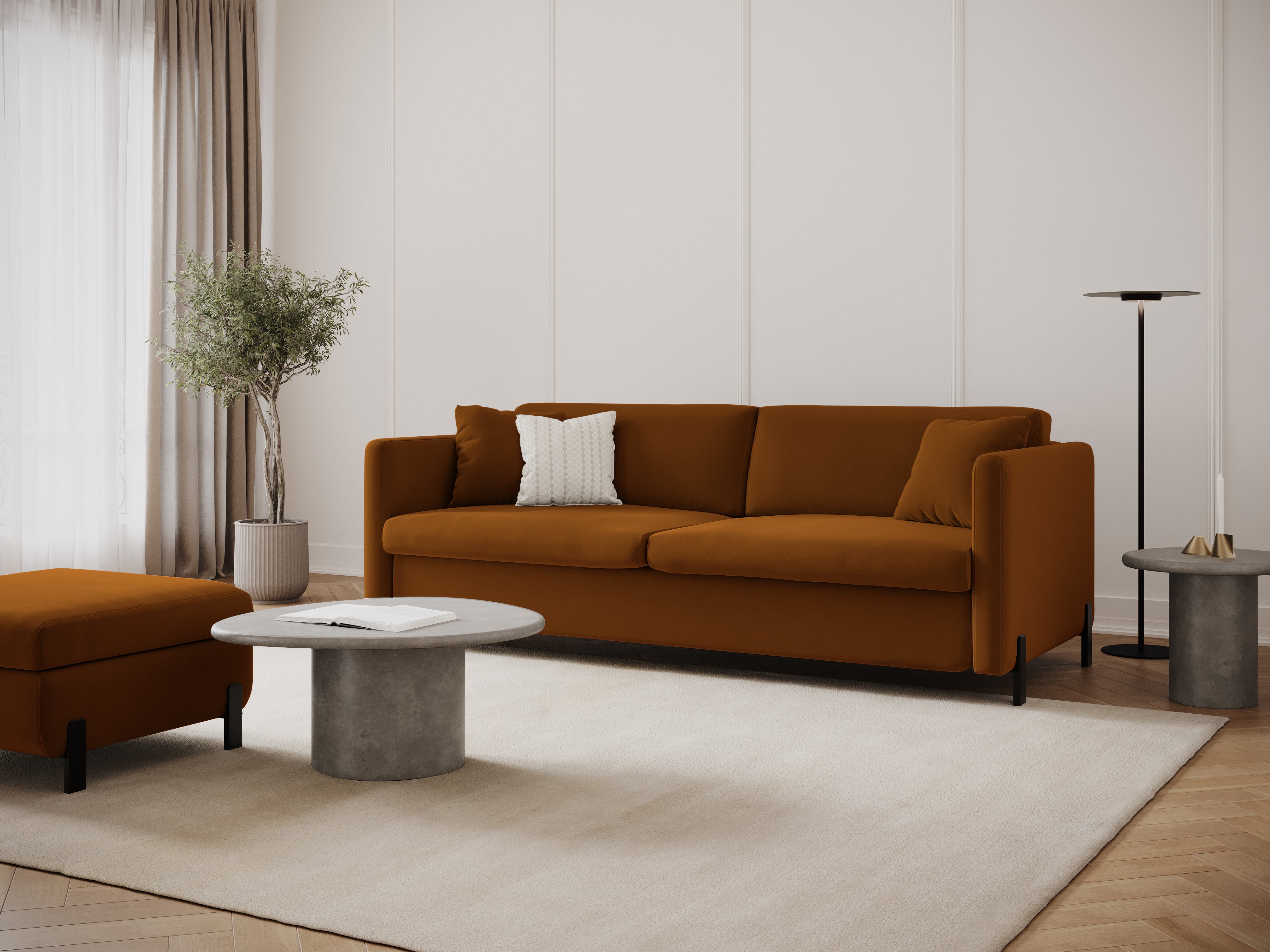 Sofa aus Samt für 2 Personen mit Schlaf-Funktion GLORIA braun