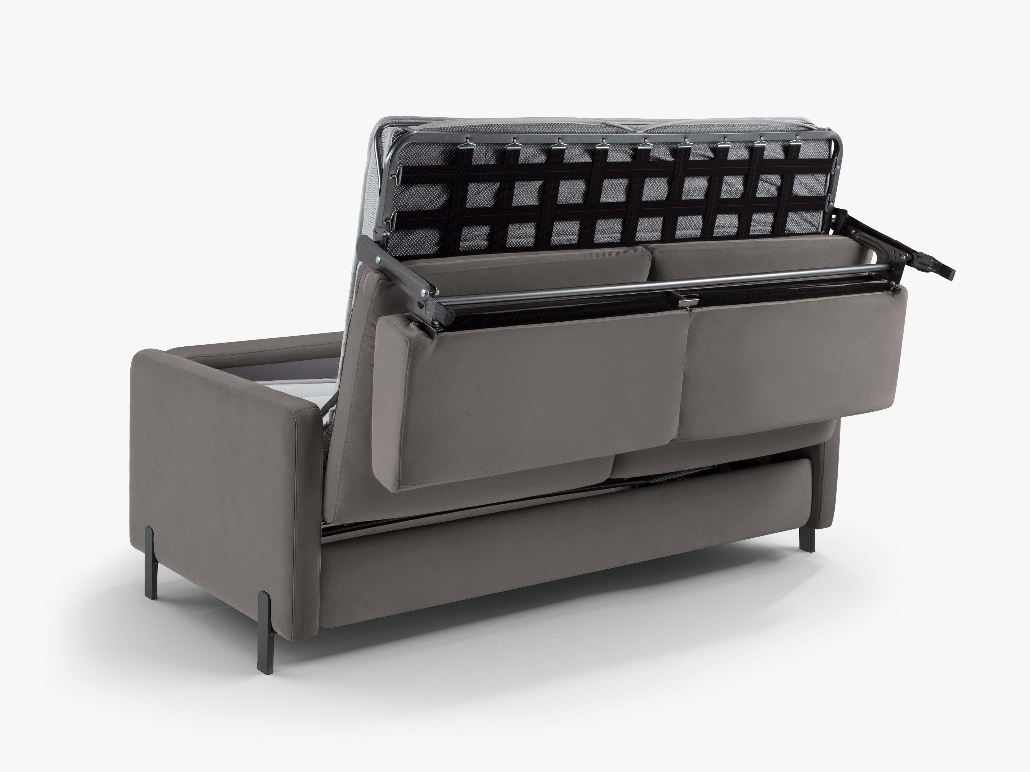 Grijze 2-persoons fluwelen bank met slaapfunctie GLORIA