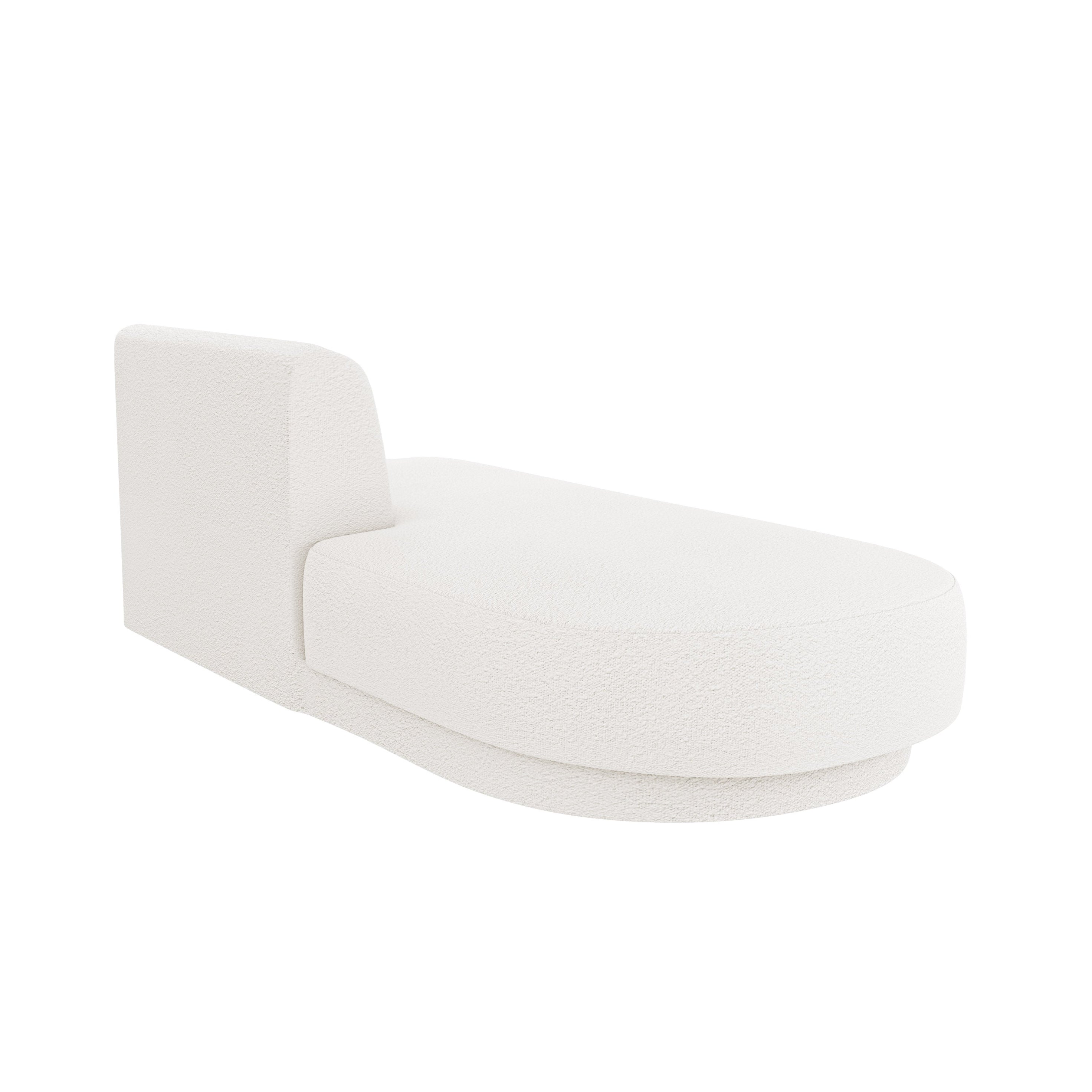 Left-facing 2-seater chaise longue MILEY white boucle