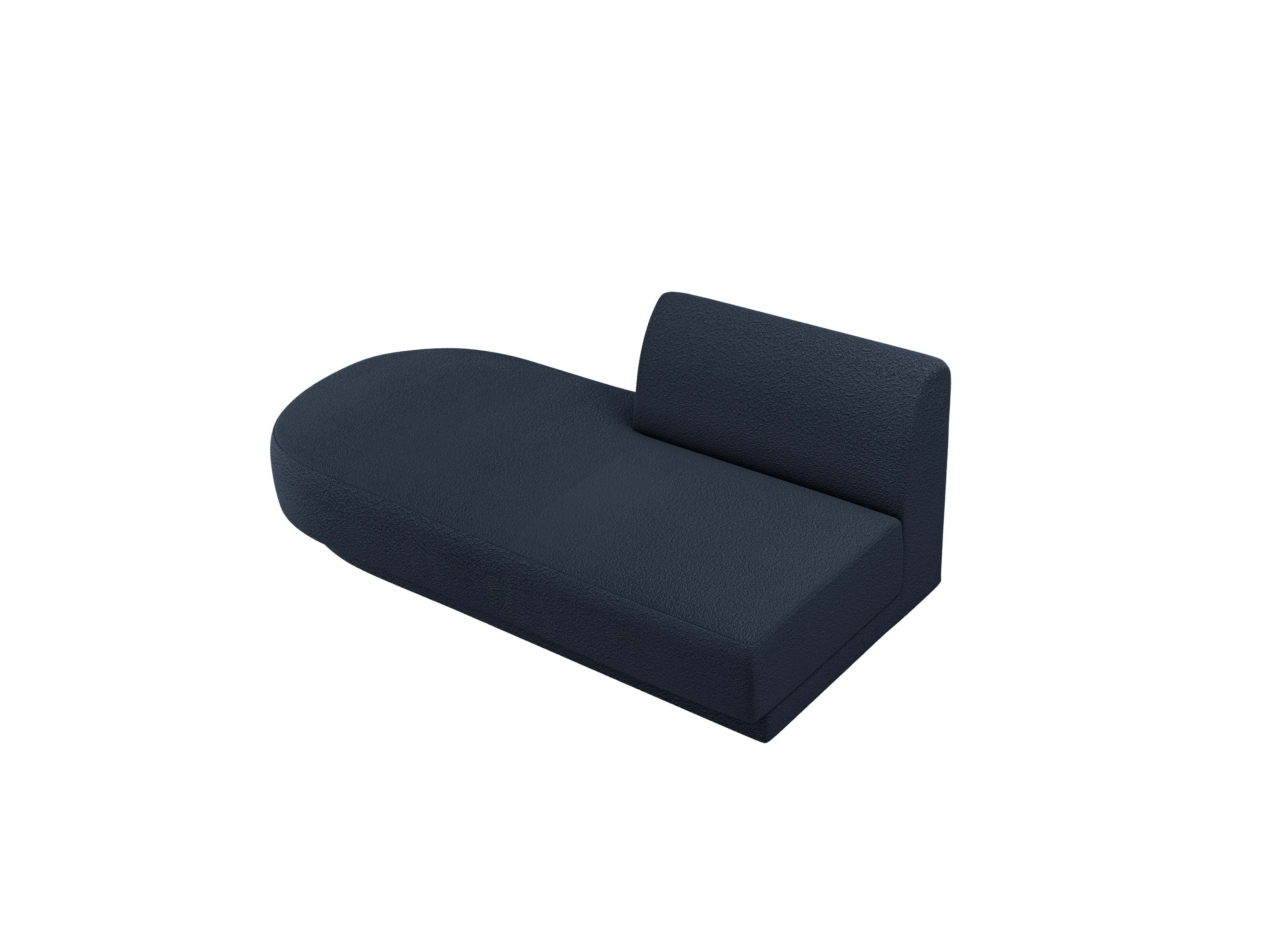 Left-facing 2-seater chaise longue MILEY dark blue boucle
