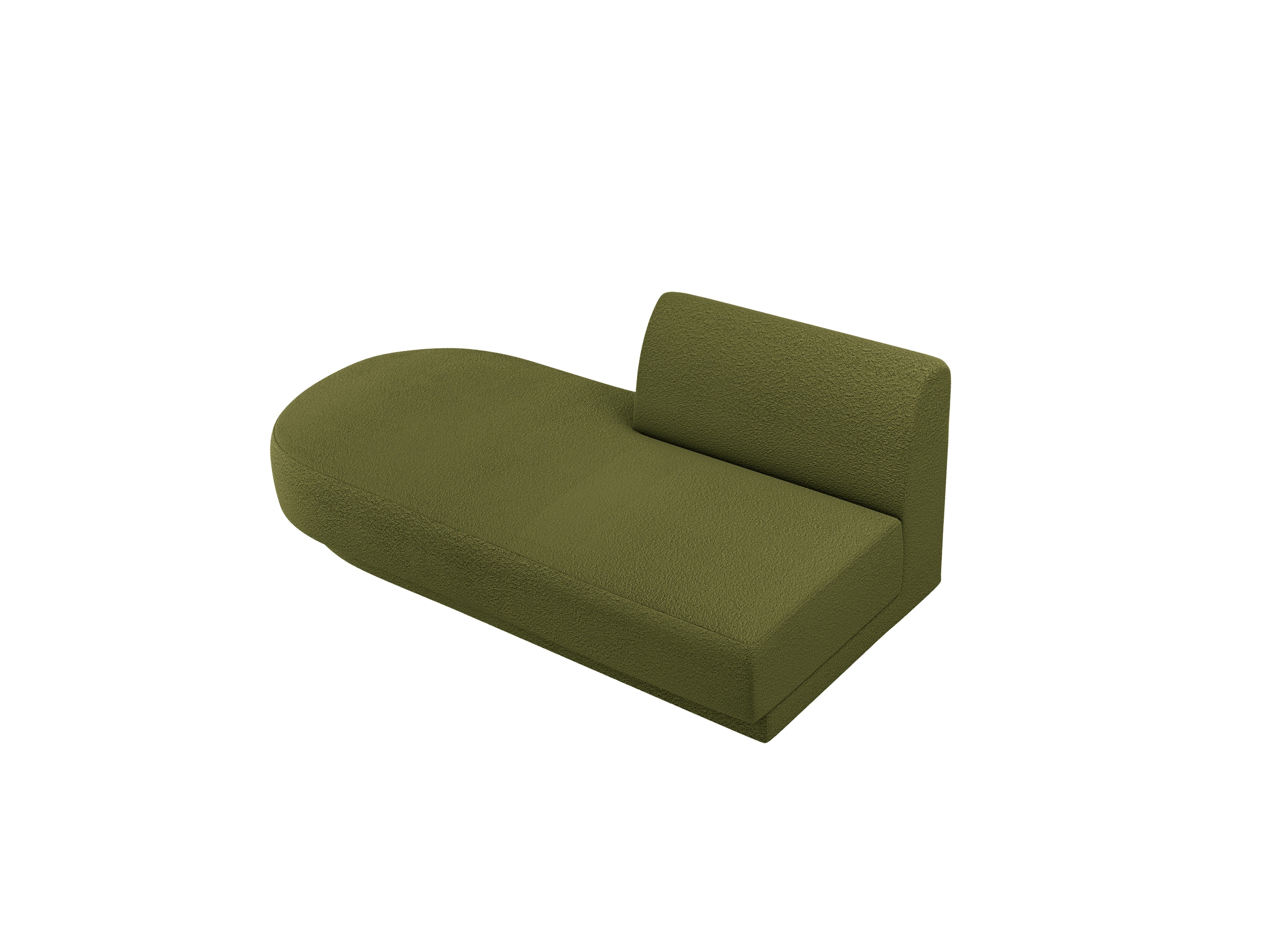 Left-facing 2-seater chaise longue MILEY green boucle