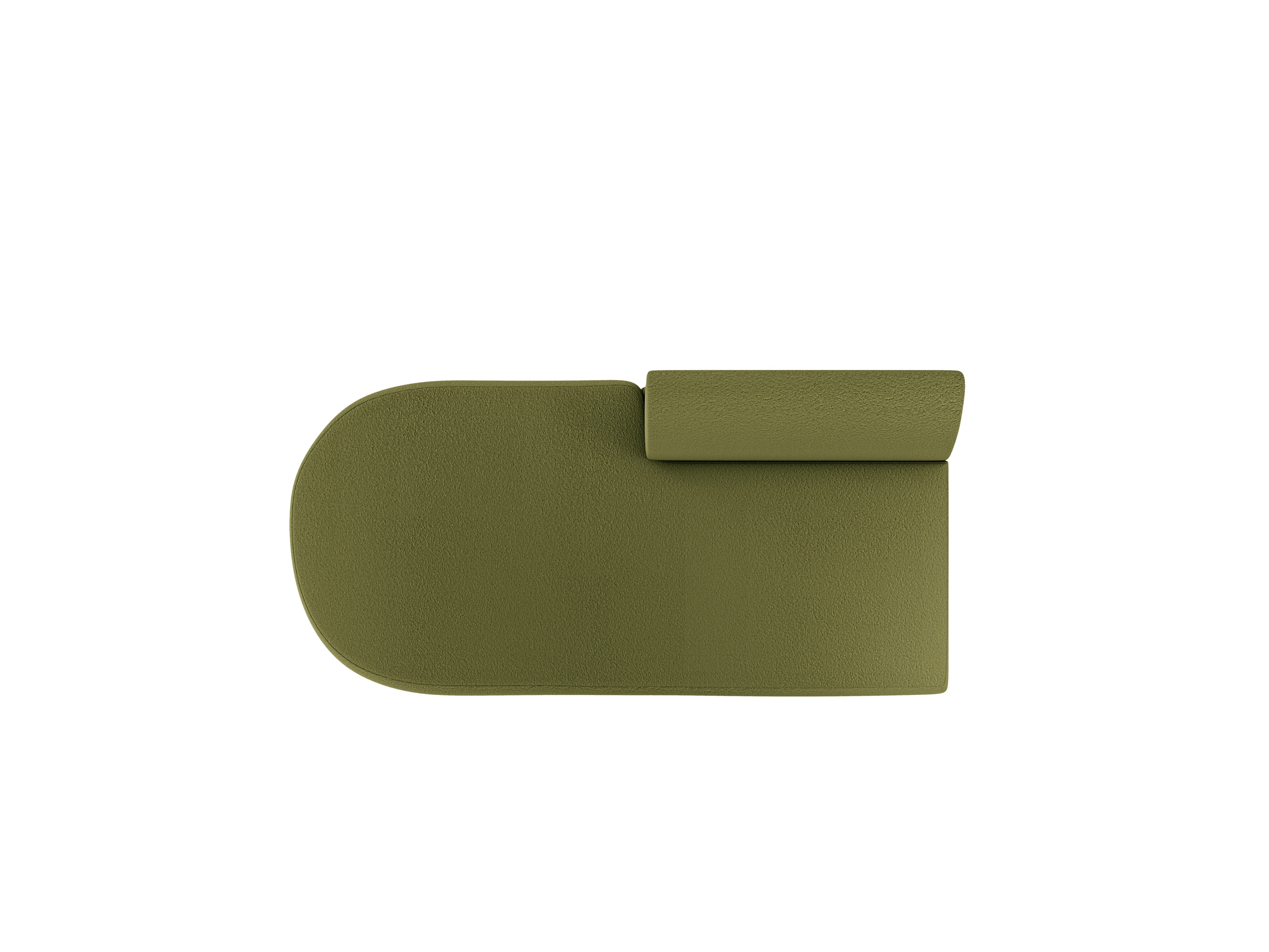 Left-facing 2-seater chaise longue MILEY green boucle