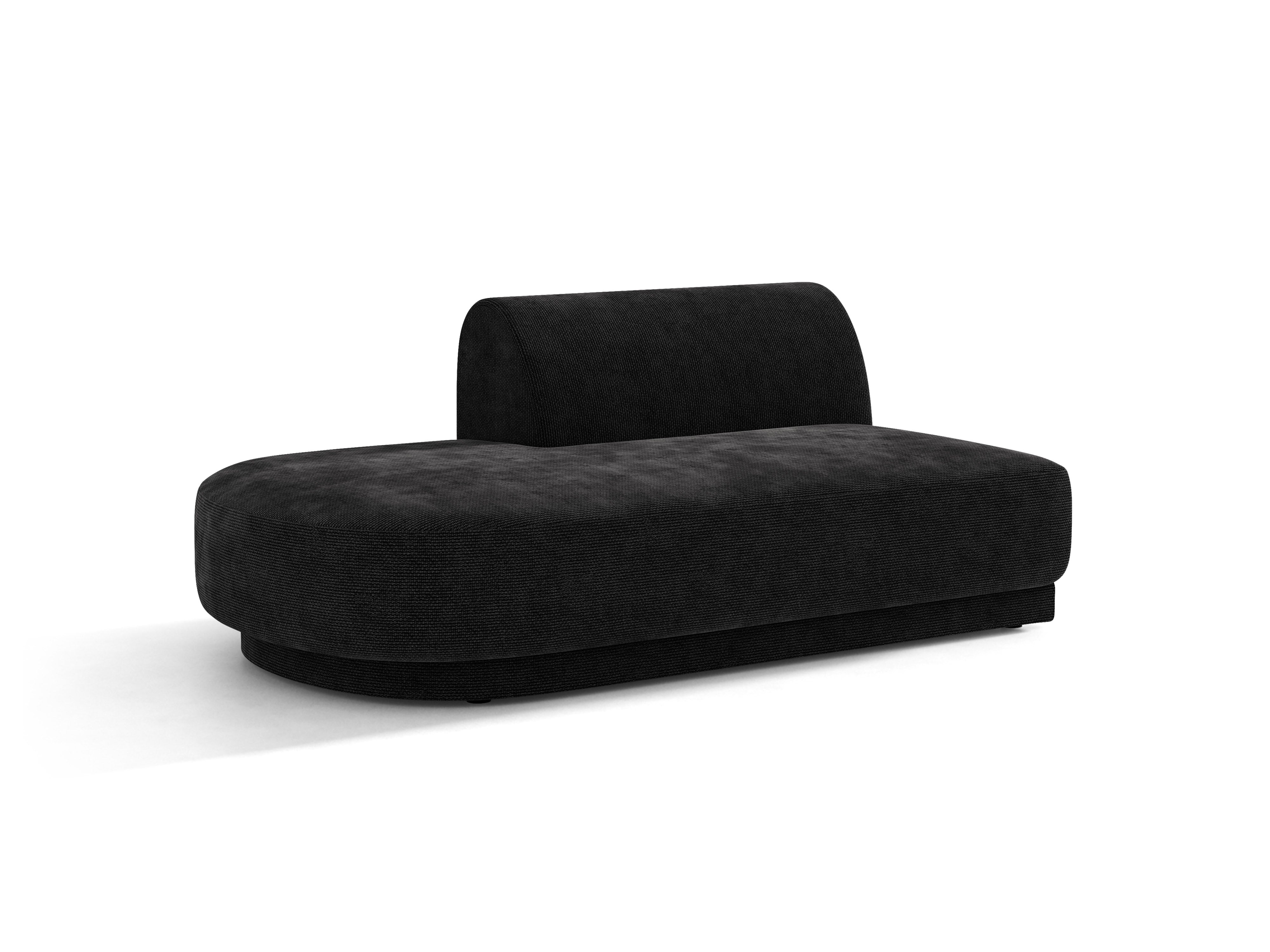 MILEY zwarte chenille 2-persoons linkszijdige chaise longue