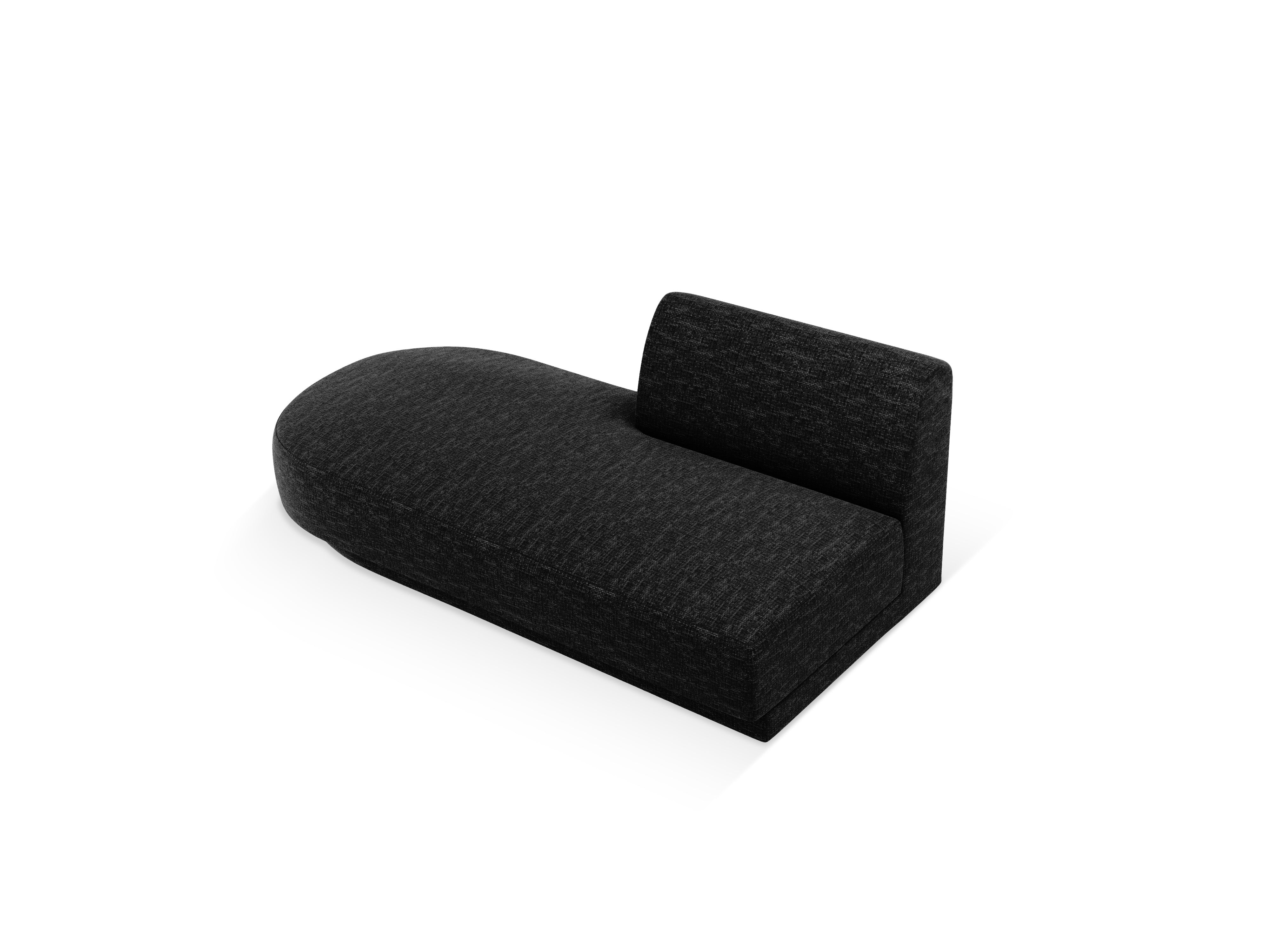 Left-facing 2-seater chaise longue MILEY black silky chenille