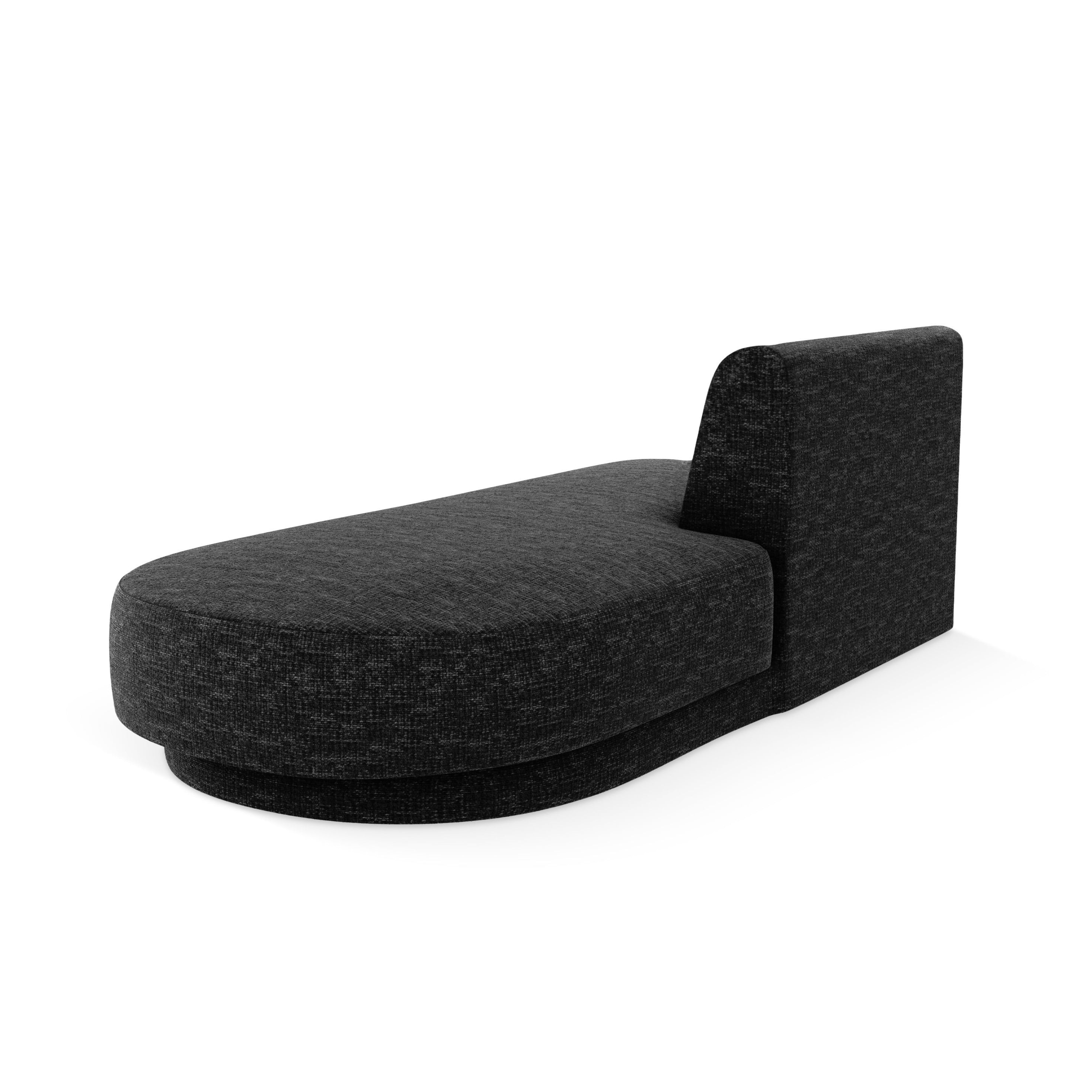 Right-facing 2-seater chaise longue MILEY black chenille