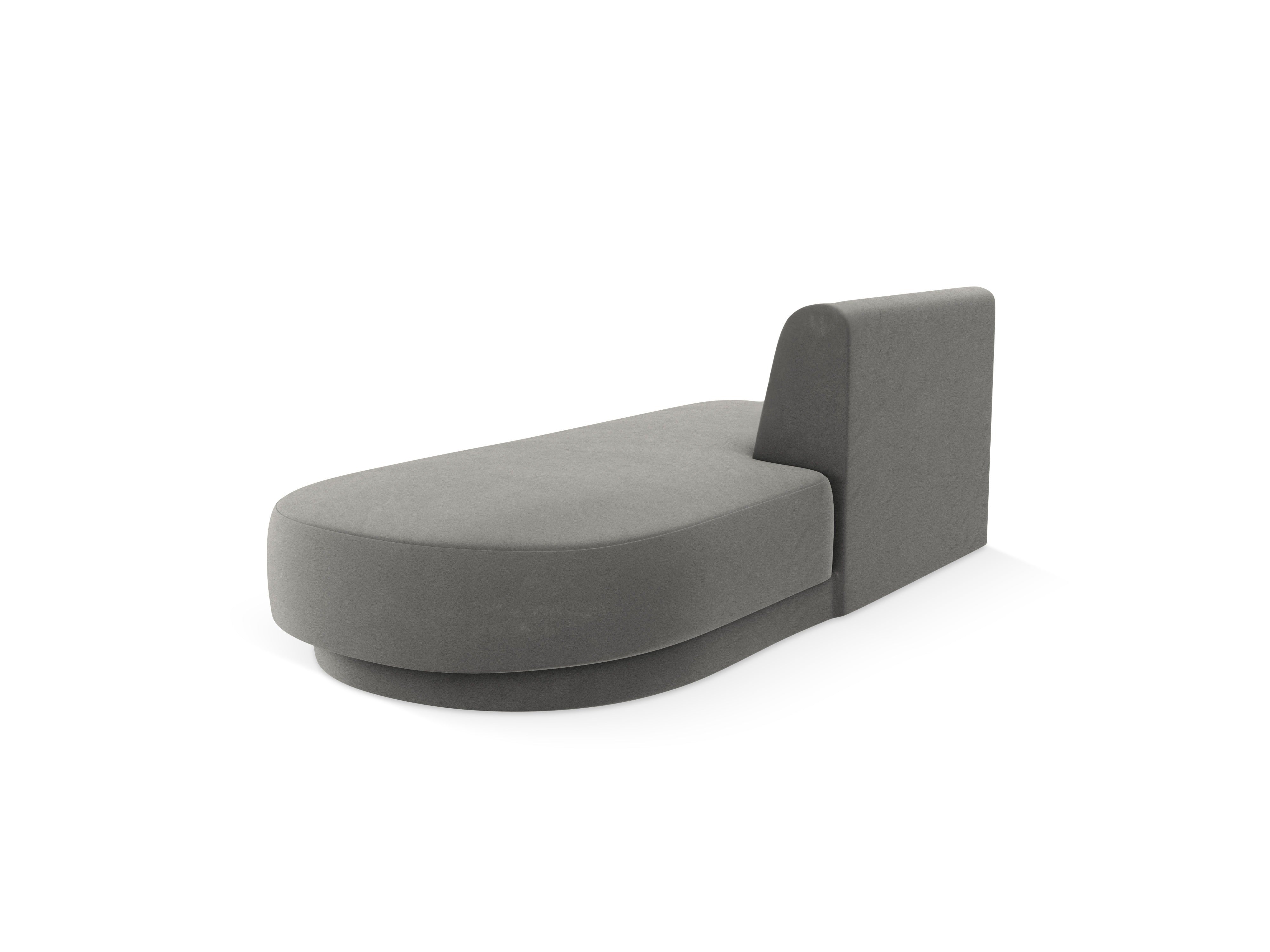 2-seater velvet right-facing chaise longue MILEY light gray