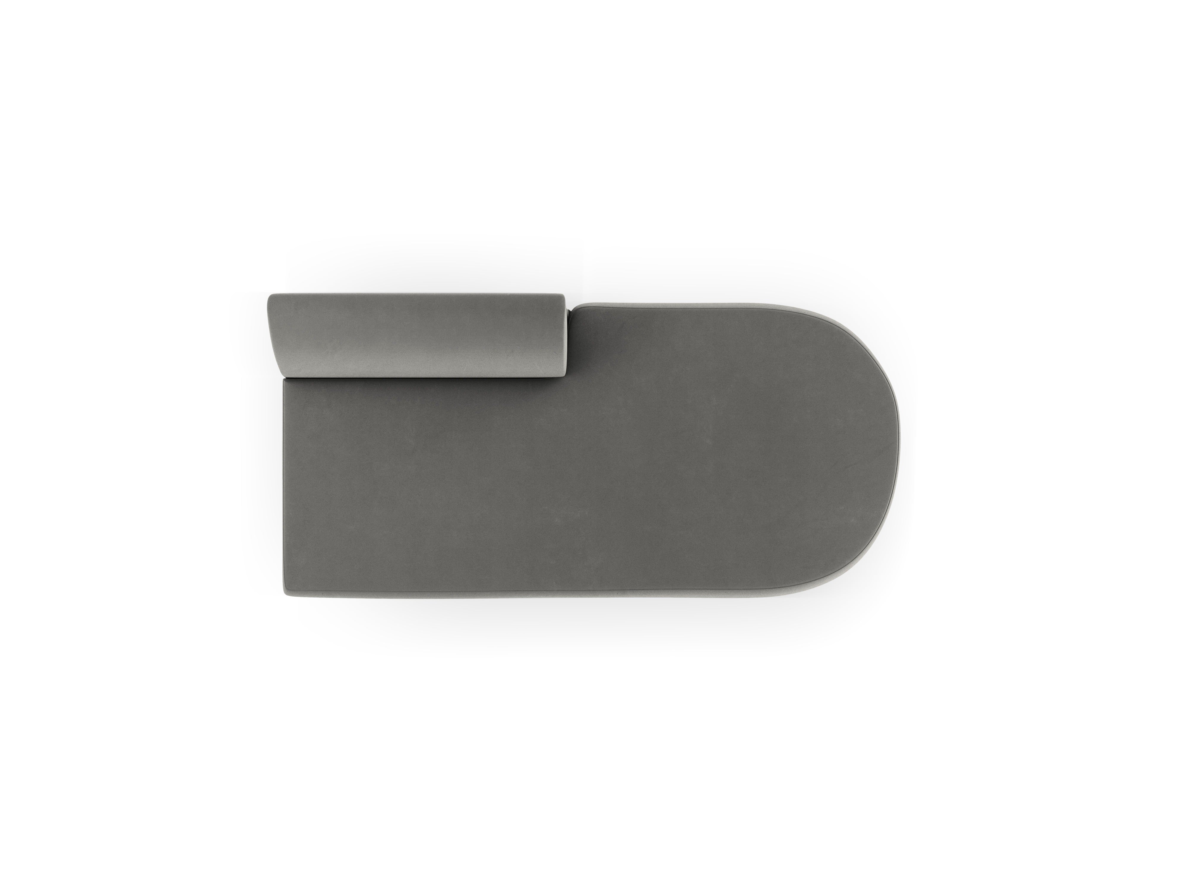 2-seater velvet right-facing chaise longue MILEY light gray