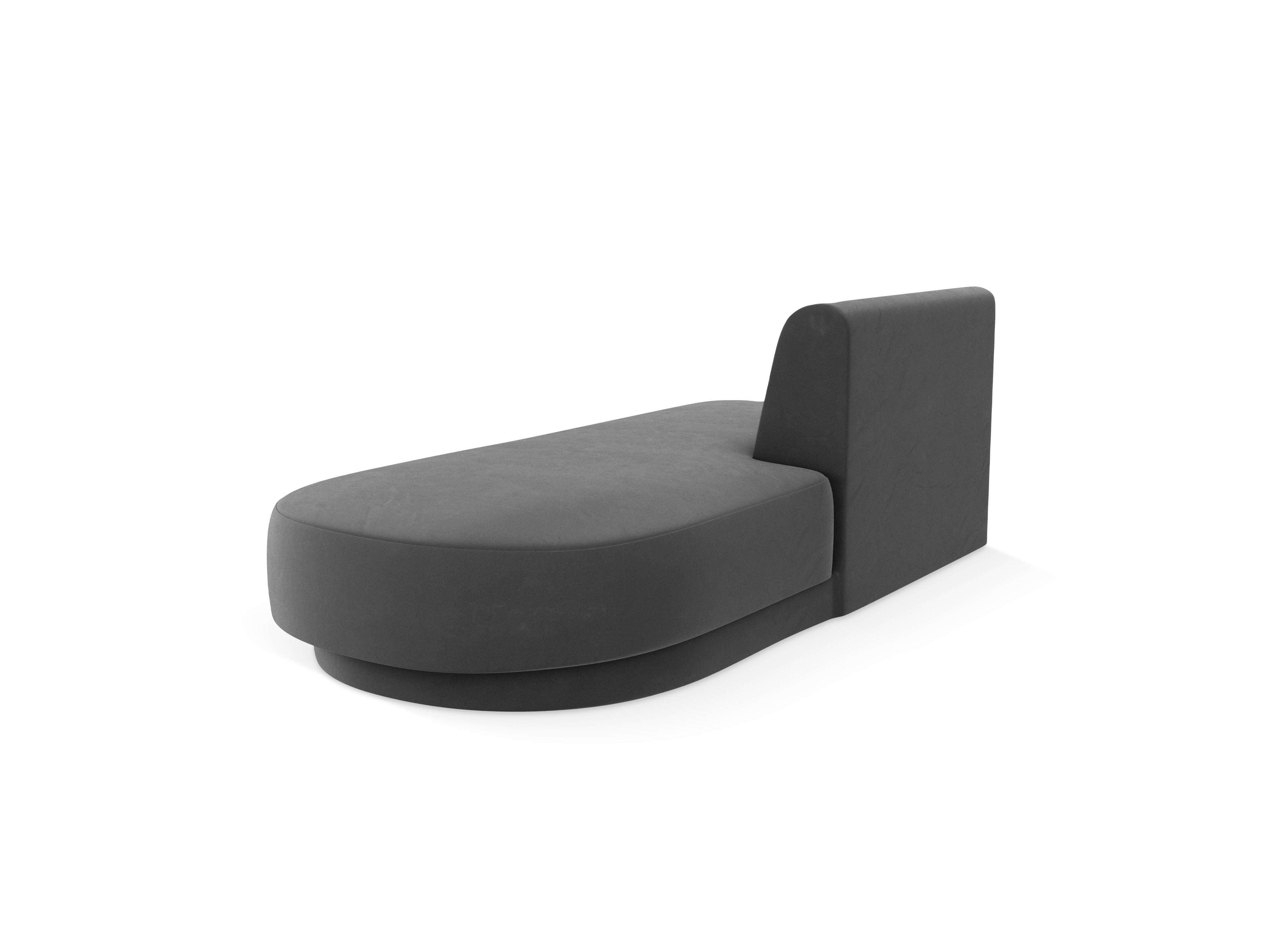 Gray Right-Hand Velvet Two-Seater Chaise Longue MILEY