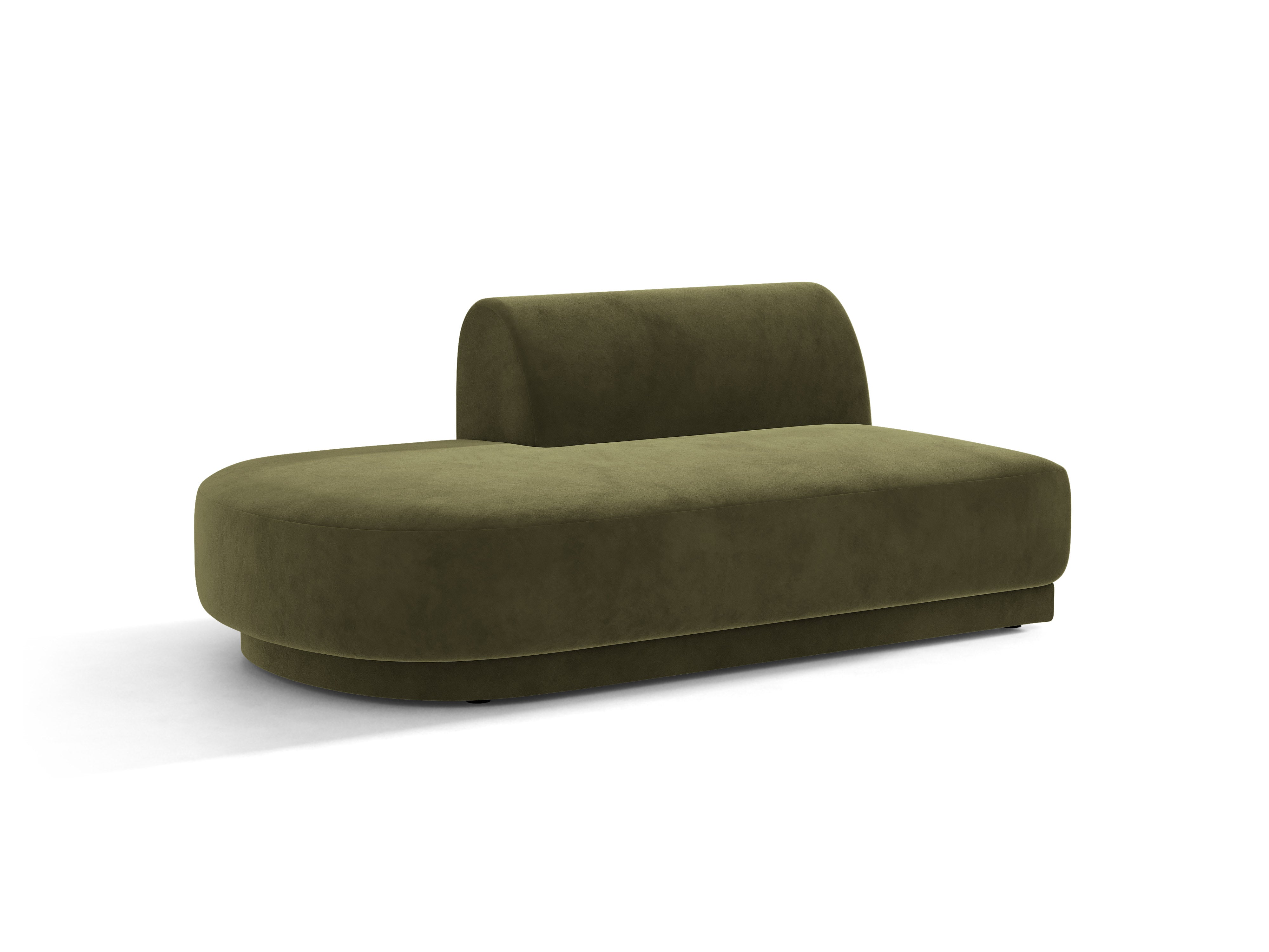Twee-zits fluwelen linkszijdige chaise longue MILEY groen