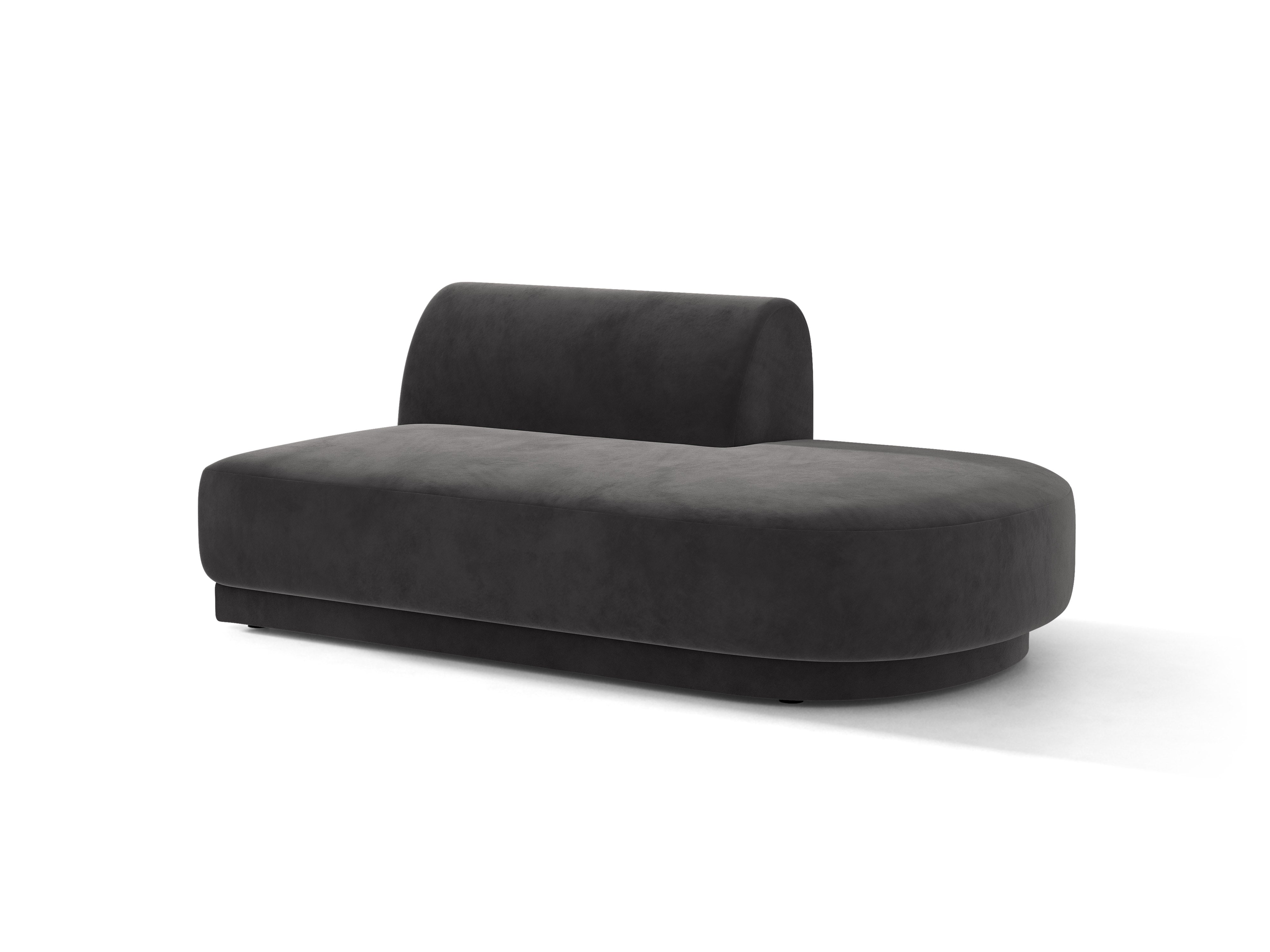 Grijze 2-persoons fluwelen chaise longue rechts MILEY