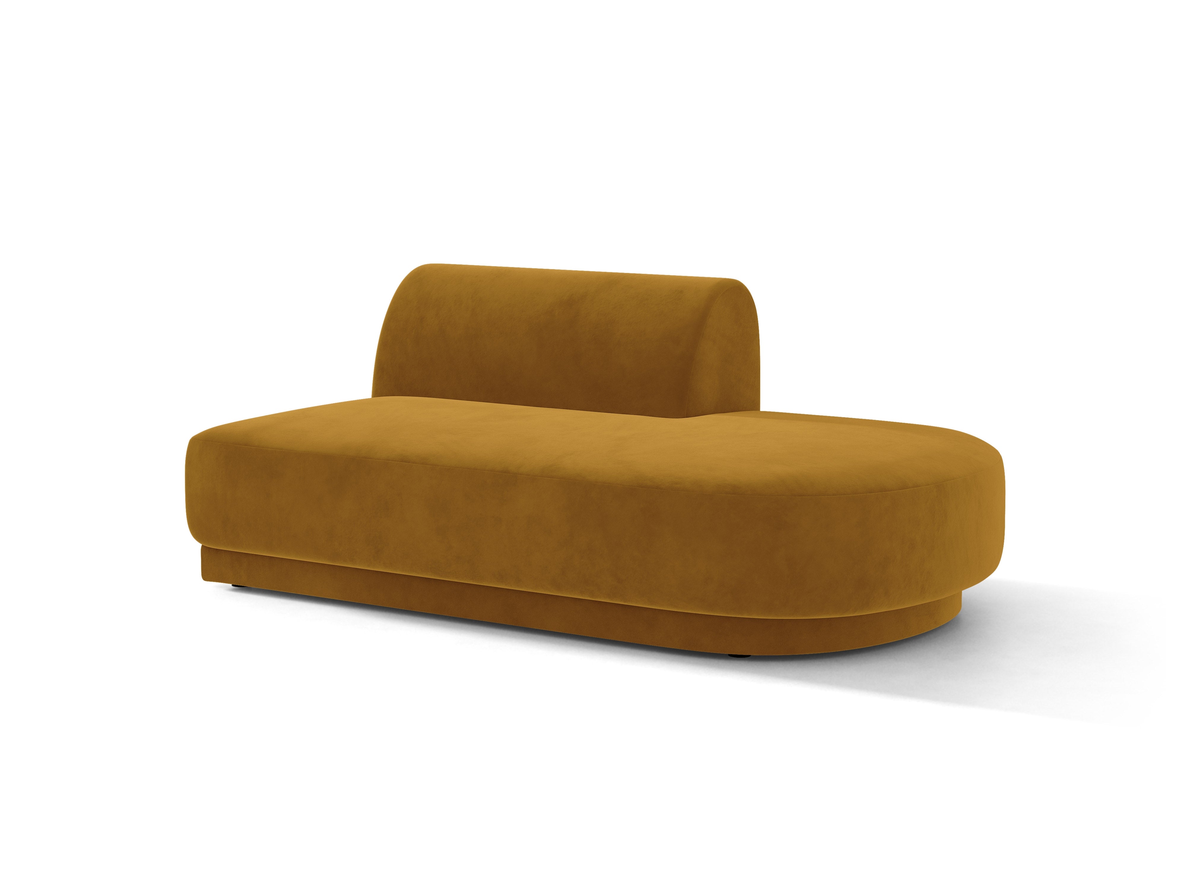 Twee-zits fluwelen chaise longue rechts MILEY geel