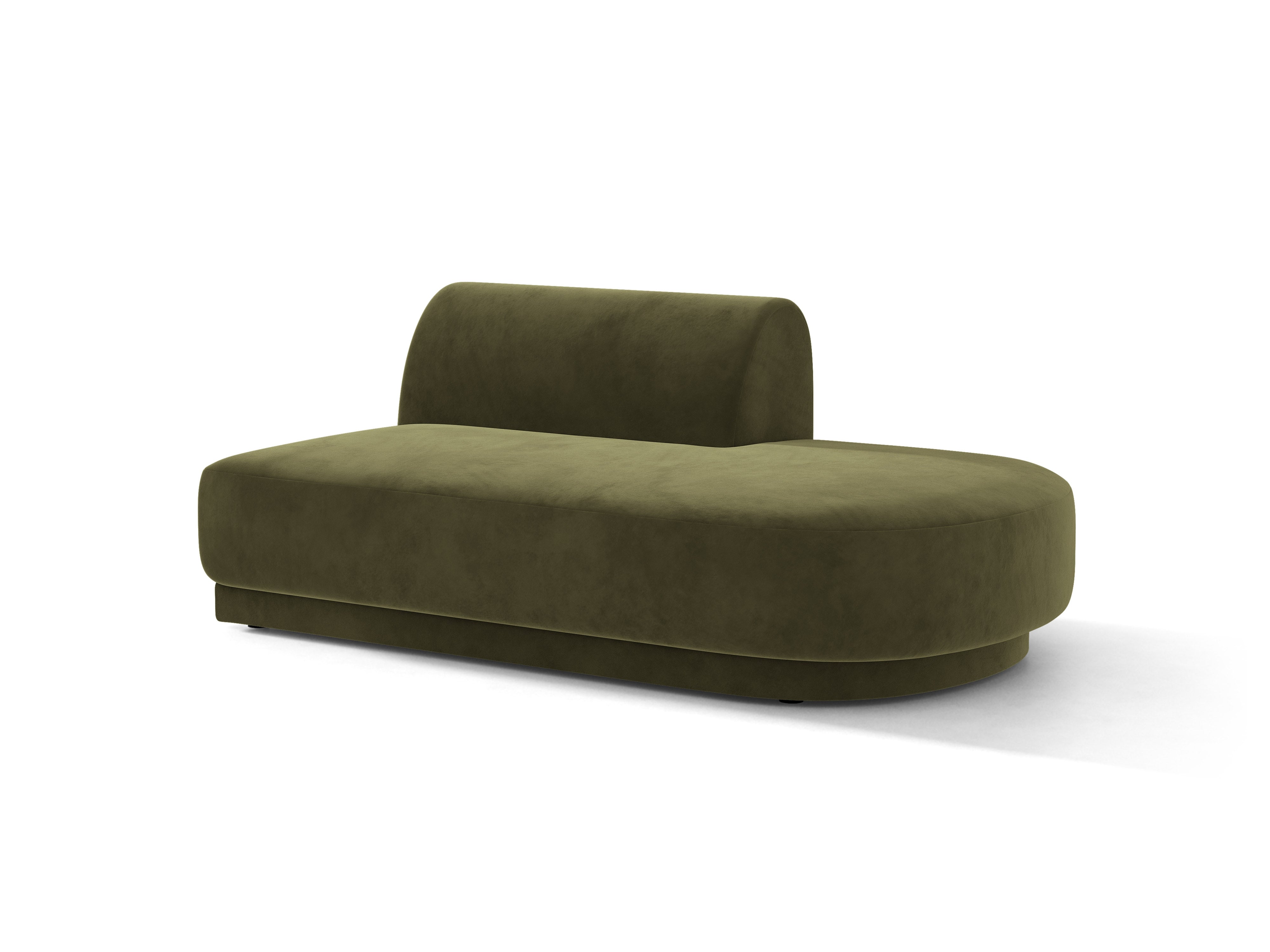 Groene 2-zits fluwelen chaise longue rechts MILEY