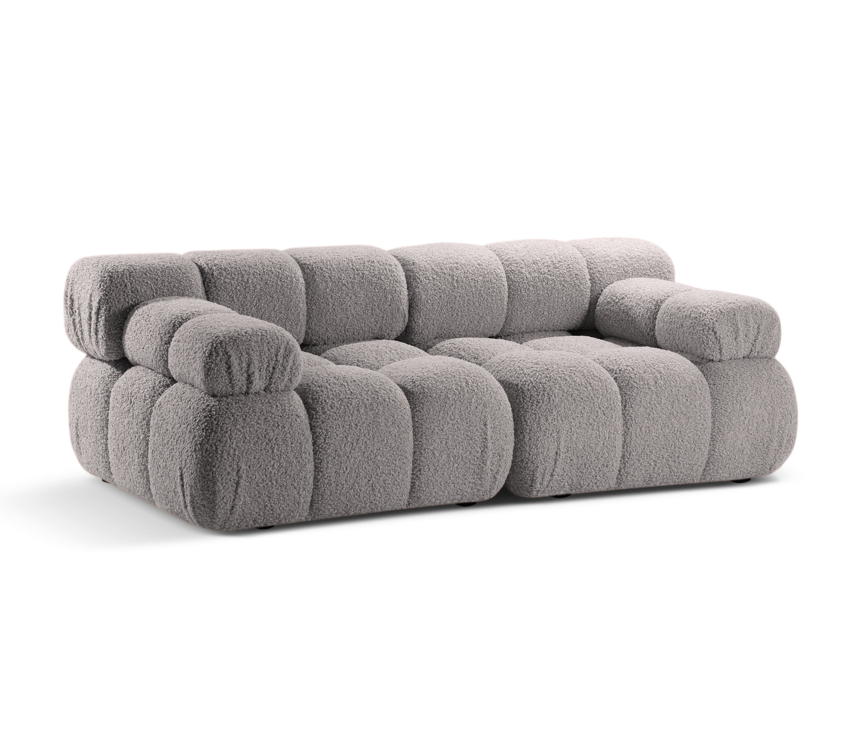 Modulaire 2-zitsbank BELLIS grijze boucle